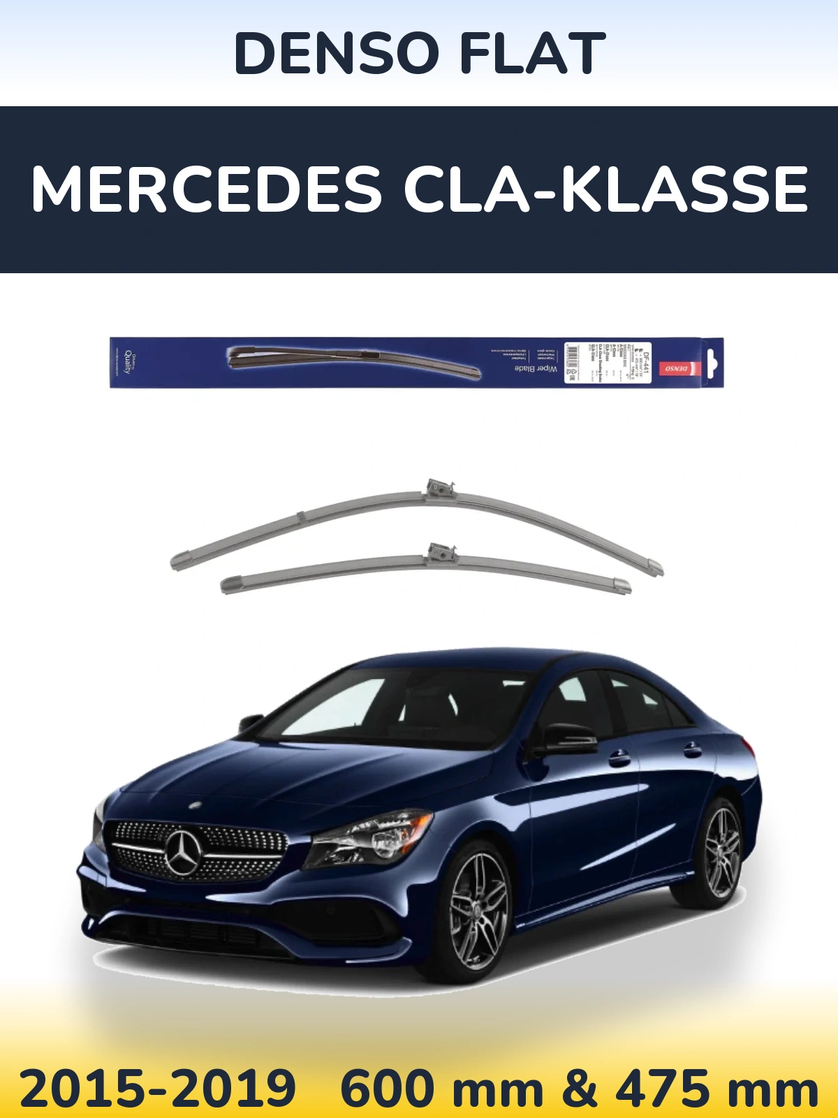 Комплект передніх щіток Denso Flat 600 & 475 мм для Mercedes CLA-Klasse 2015-2019