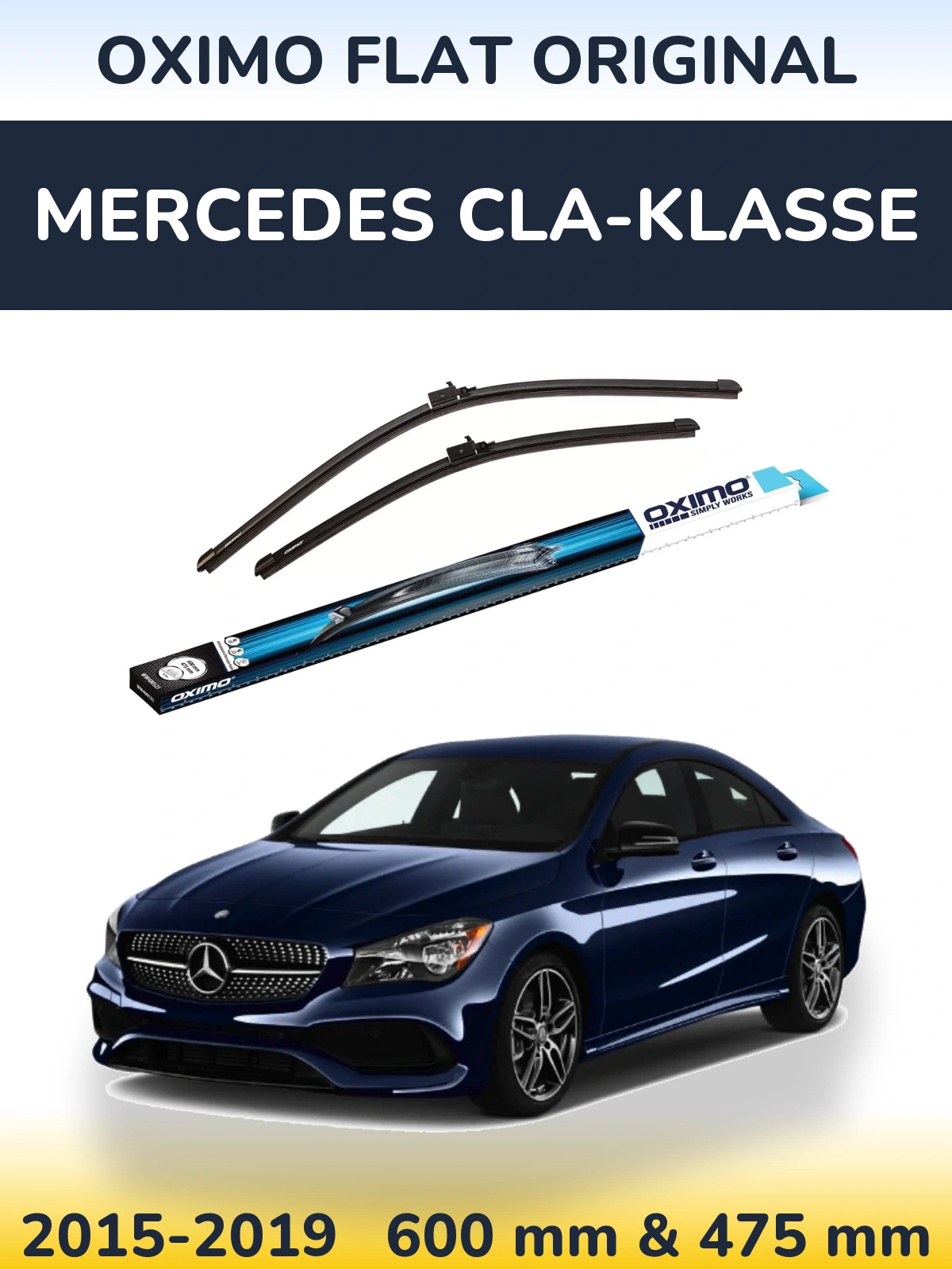 Front wiper blade set Oximo Flat Original 600 & 475 mm for Mercedes CLA-Klasse 2015-2019