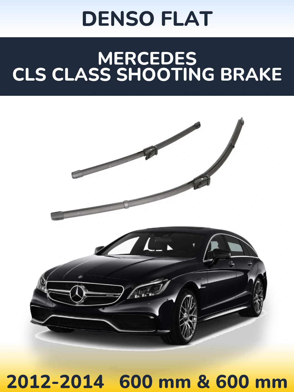 Front wiper blade set Denso Flat 600 & 600 mm for Mercedes CLS Class Shooting Brake 2012-2014