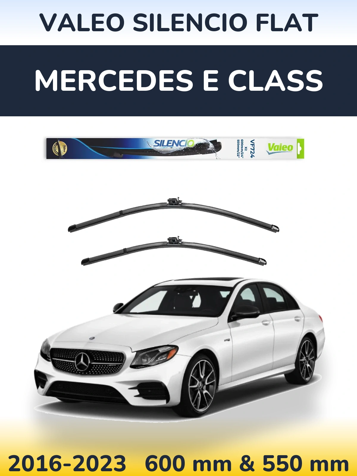 Комплект передних дворников Valeo Silencio Flat 600 & 550 мм для Mercedes E Class 2016-2023