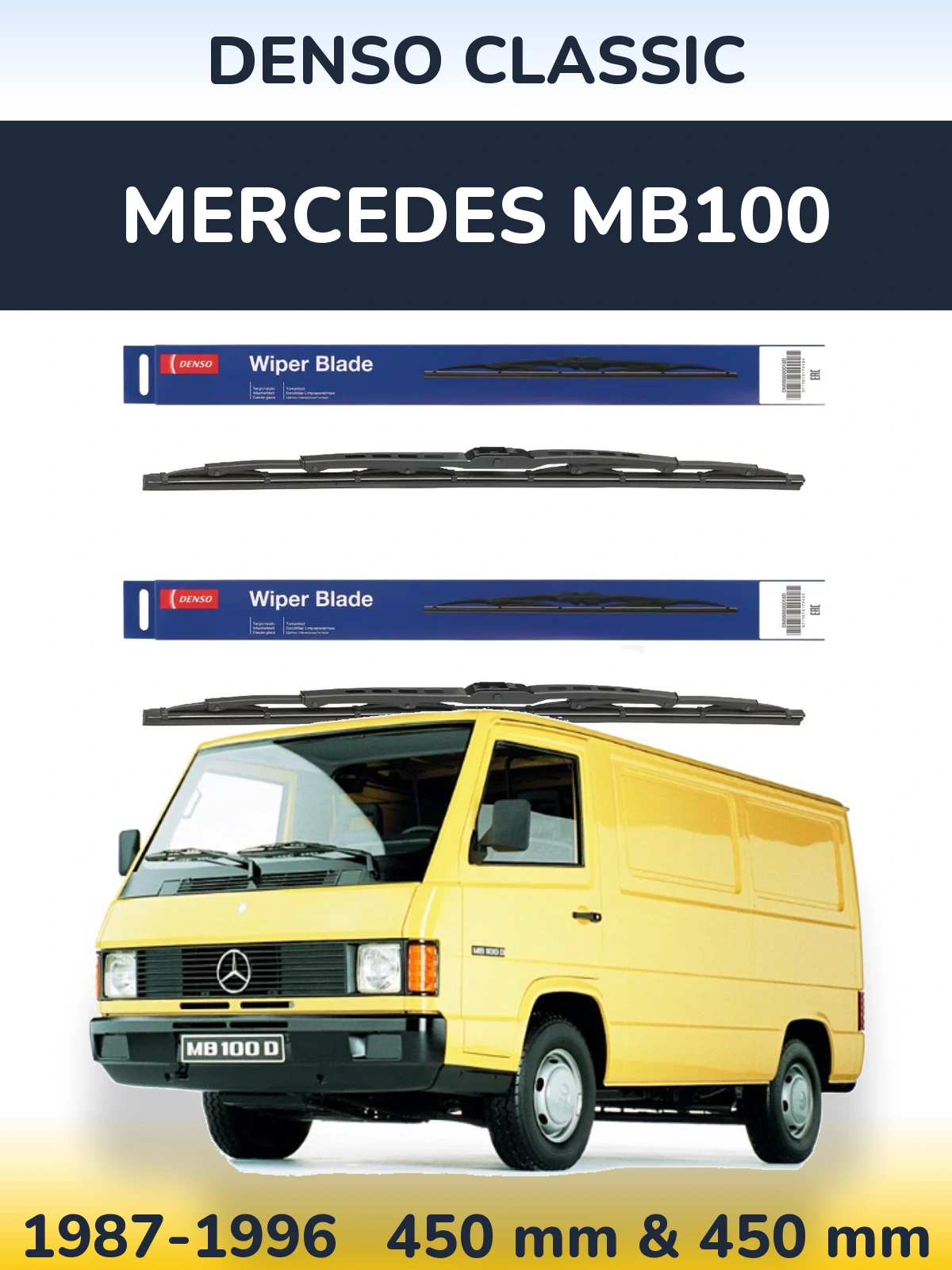 Комплект передніх щіток Denso Classic 450 & 450 мм для Mercedes MB100 1987-1996