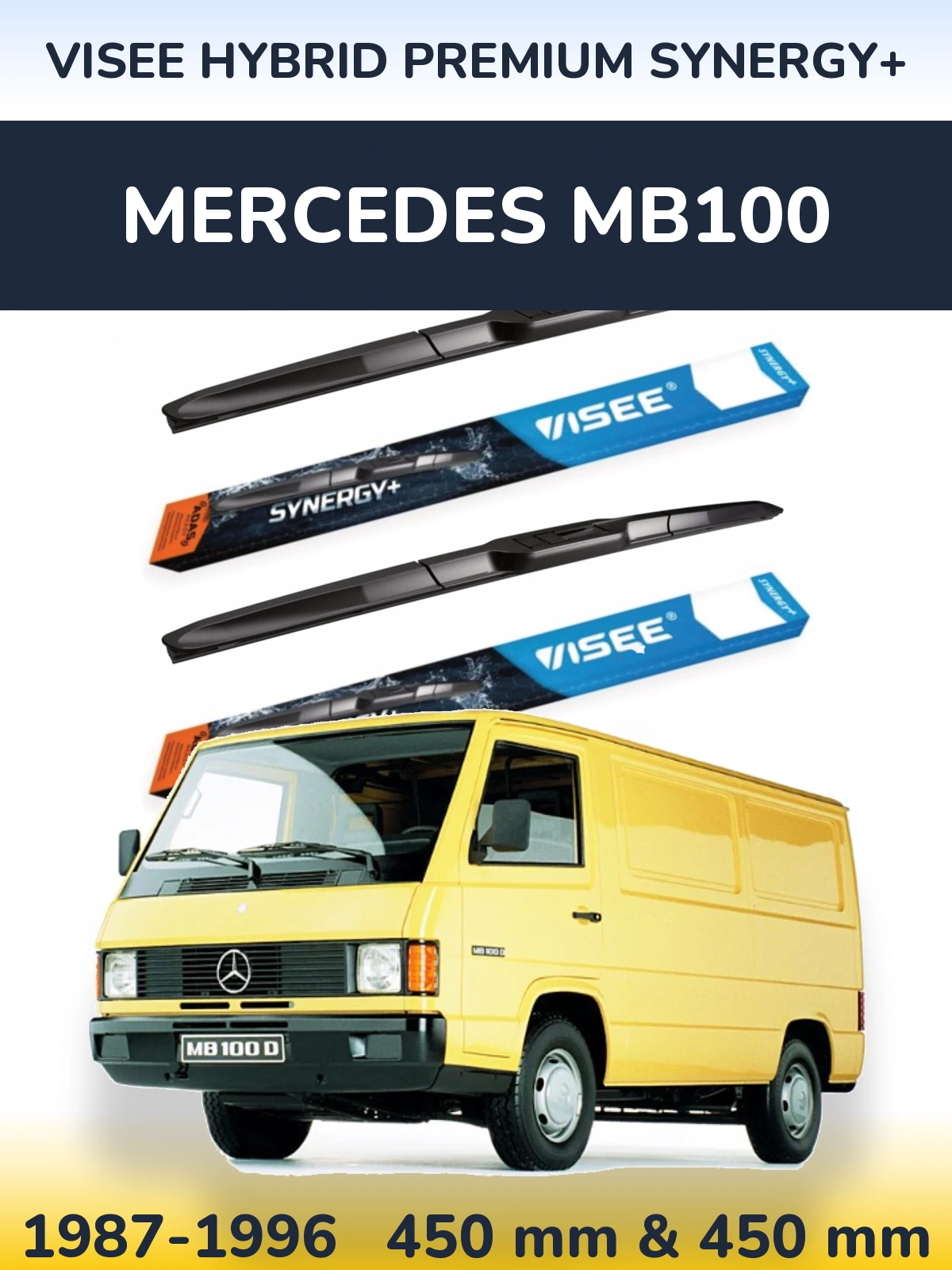 Комплект передніх щіток VISEE HYBRID PREMIUM SYNERGY+ 450 & 450 мм для Mercedes MB100 1987-1996