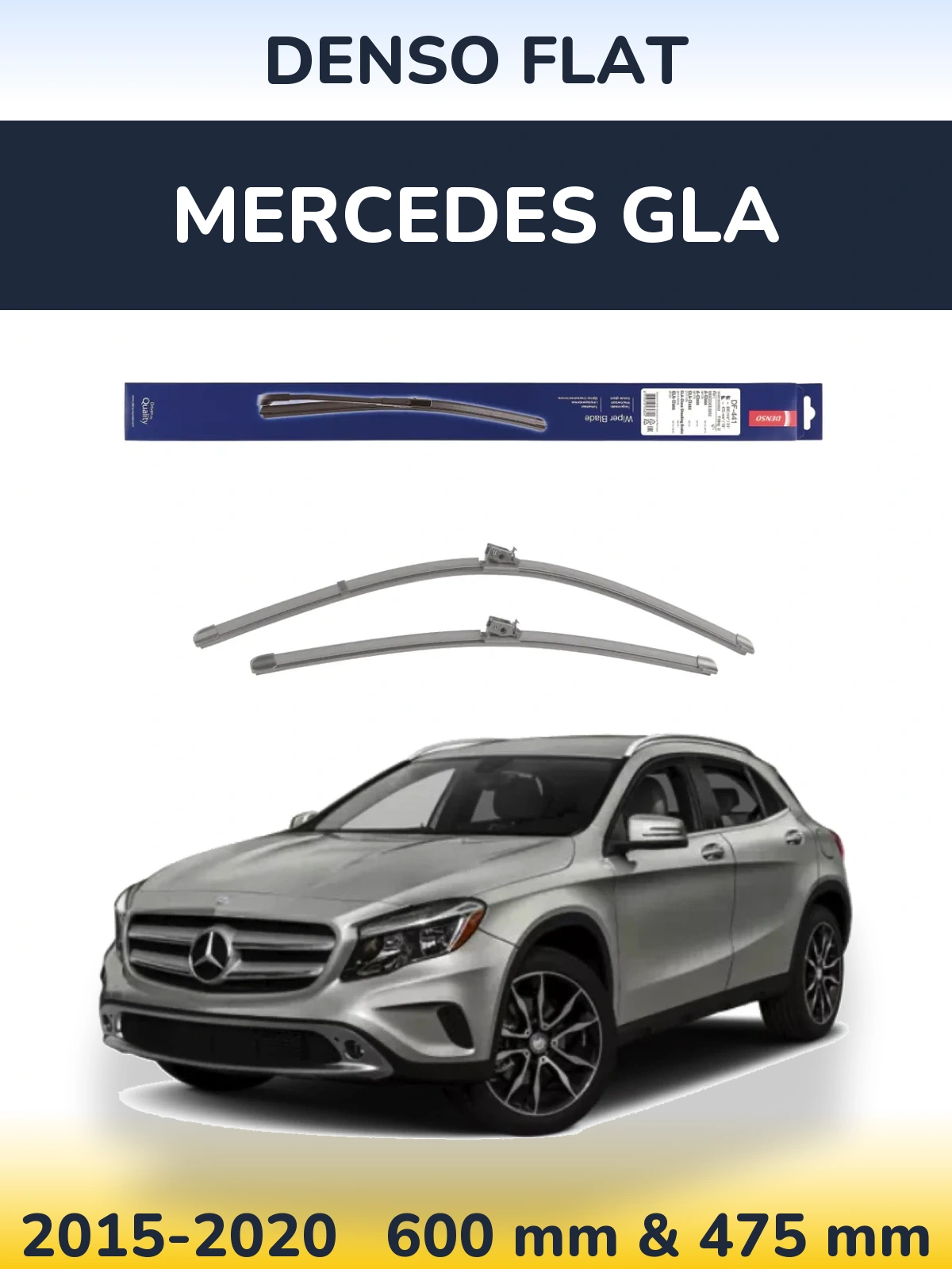 Комплект передніх щіток Denso Flat 600 & 475 мм для Mercedes GLA 2015-2020