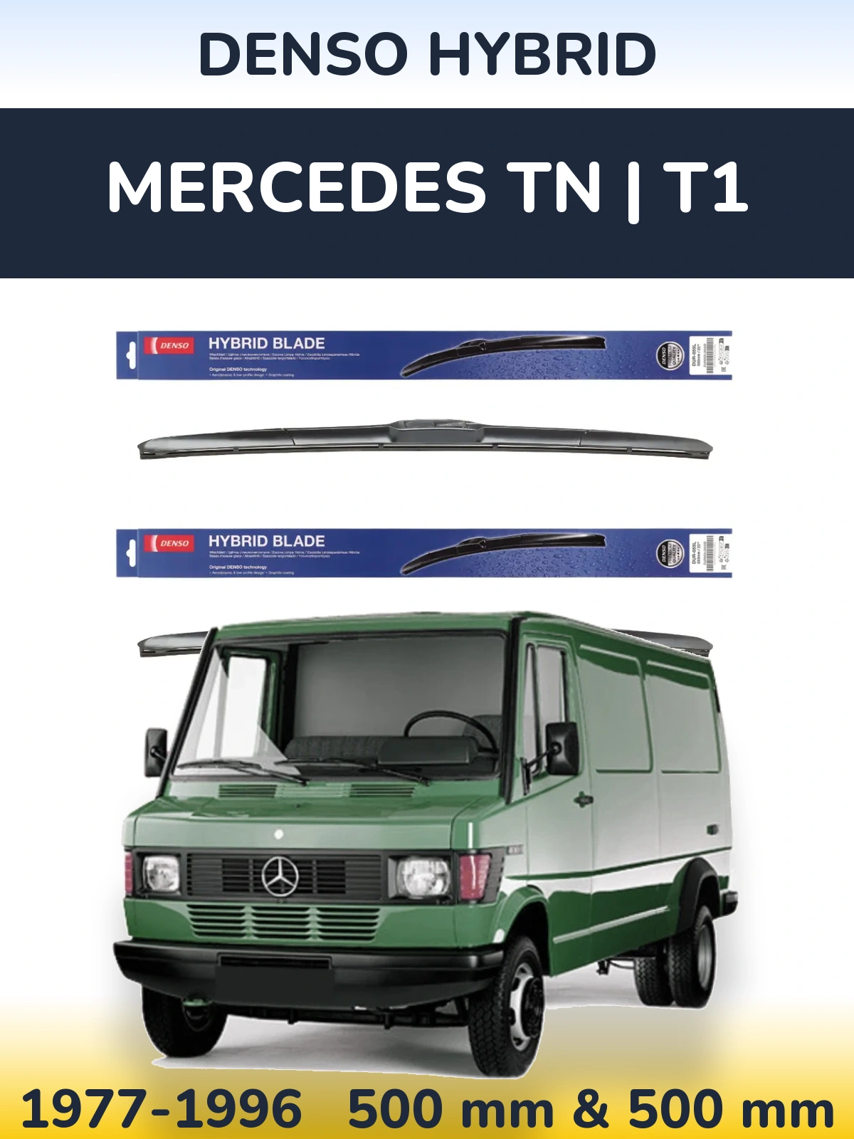 Комплект передних дворников Denso Hybrid 500 & 500 мм для Mercedes TN | T1 1977-1996