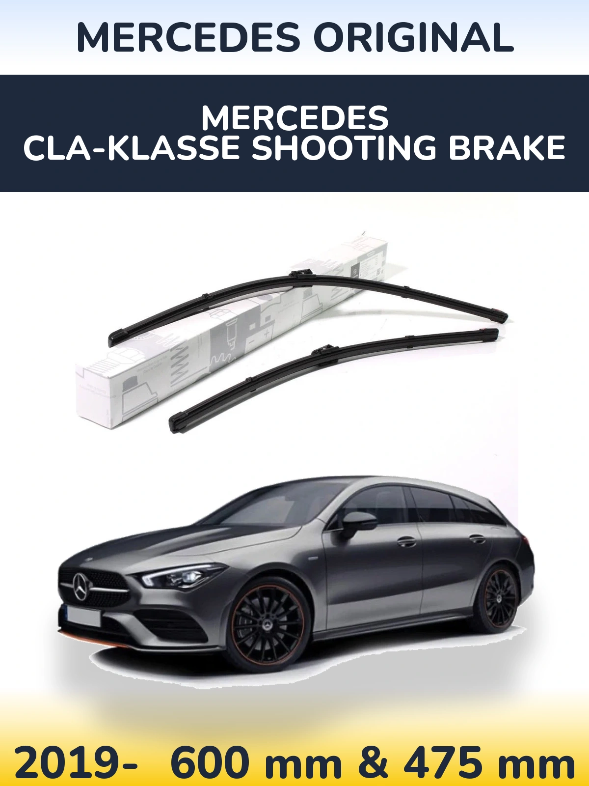 Front wiper blade set Mercedes OEM Mercedes Original 600 & 475 mm for Mercedes CLA-Klasse Shooting Brake 2019-2026
