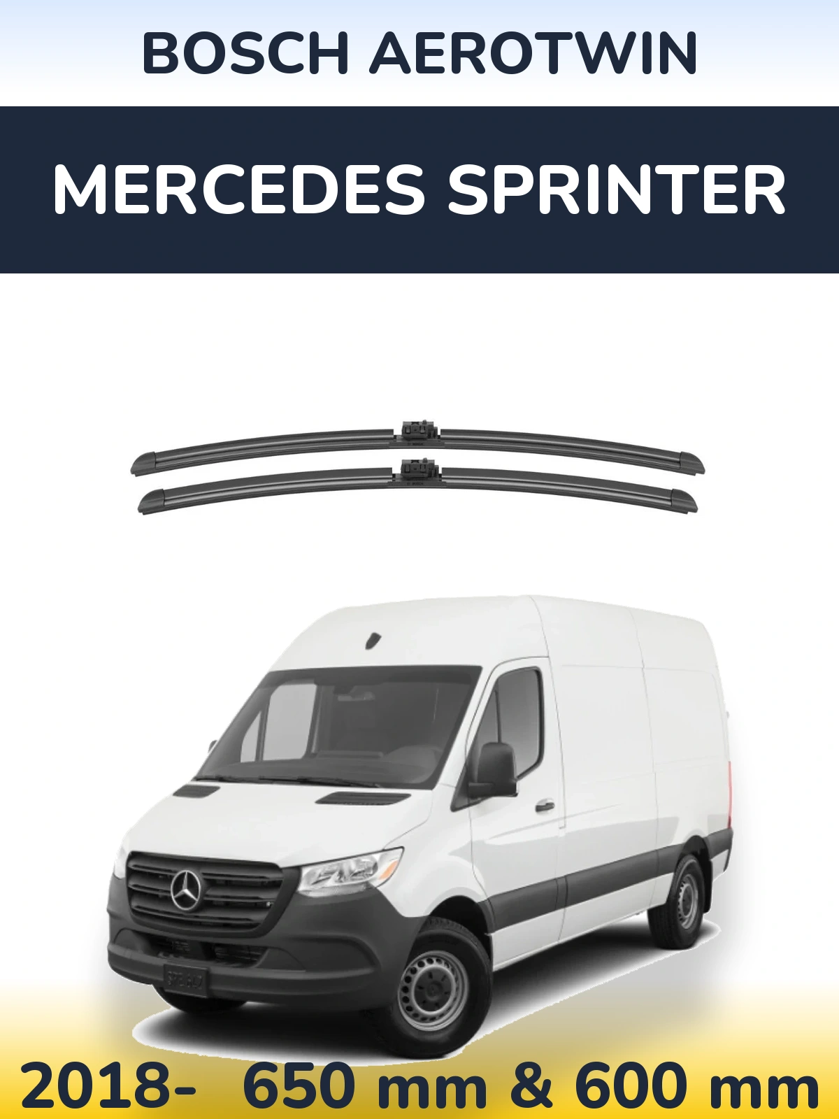 Front wiper blade set BOSCH AeroTwin 650 & 600 mm for Mercedes Sprinter 2018-2026