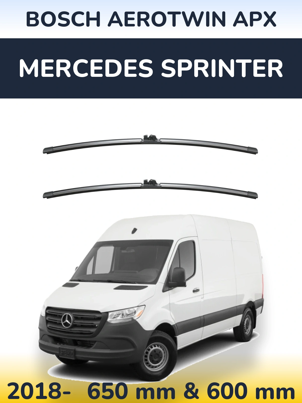Front wiper blade set BOSCH AeroTwin APX 650 & 600 mm for Mercedes Sprinter 2018-2026