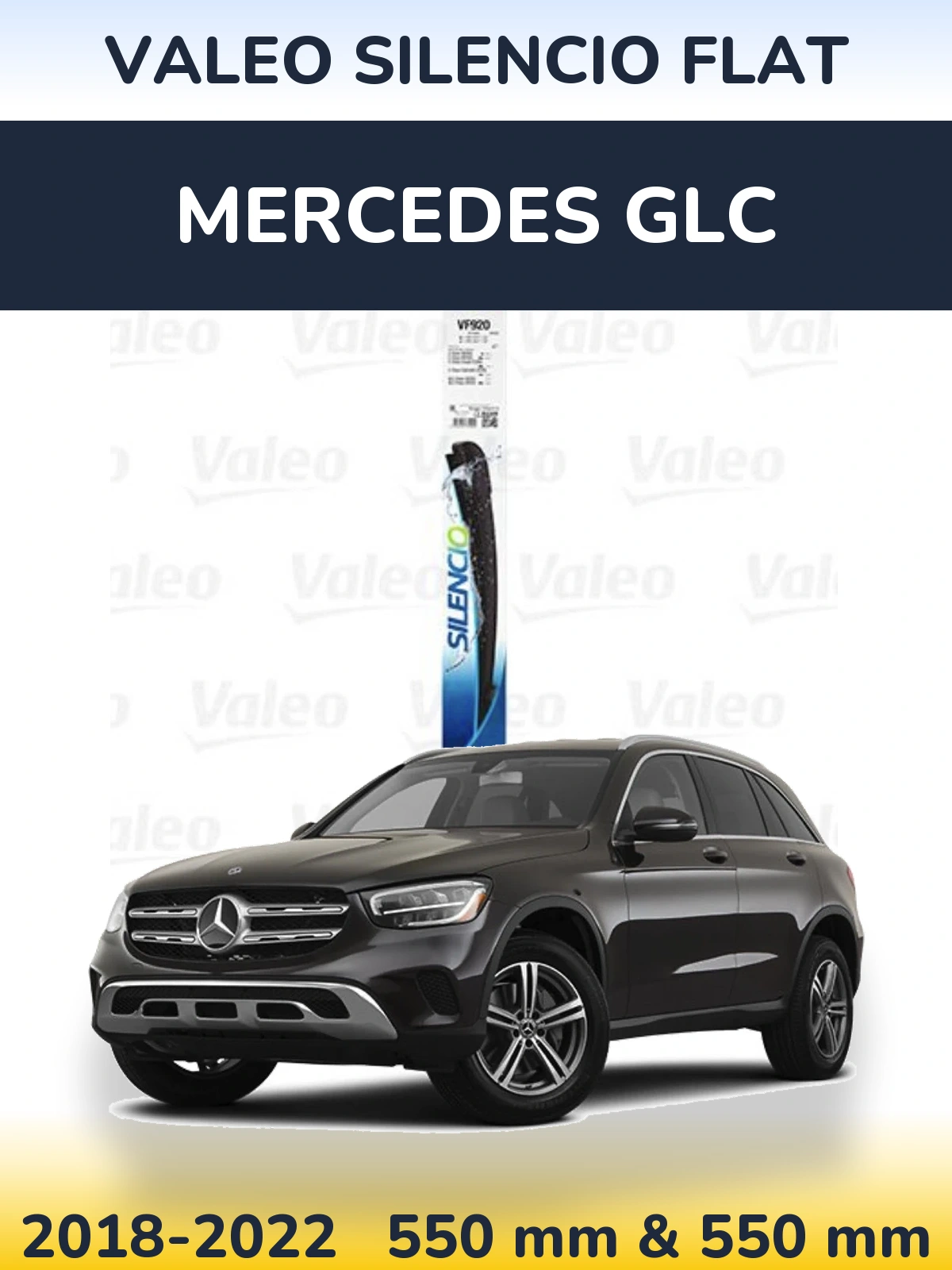 Front wiper blade set Valeo Silencio Flat 550 & 550 mm for Mercedes GLC 2018-2022
