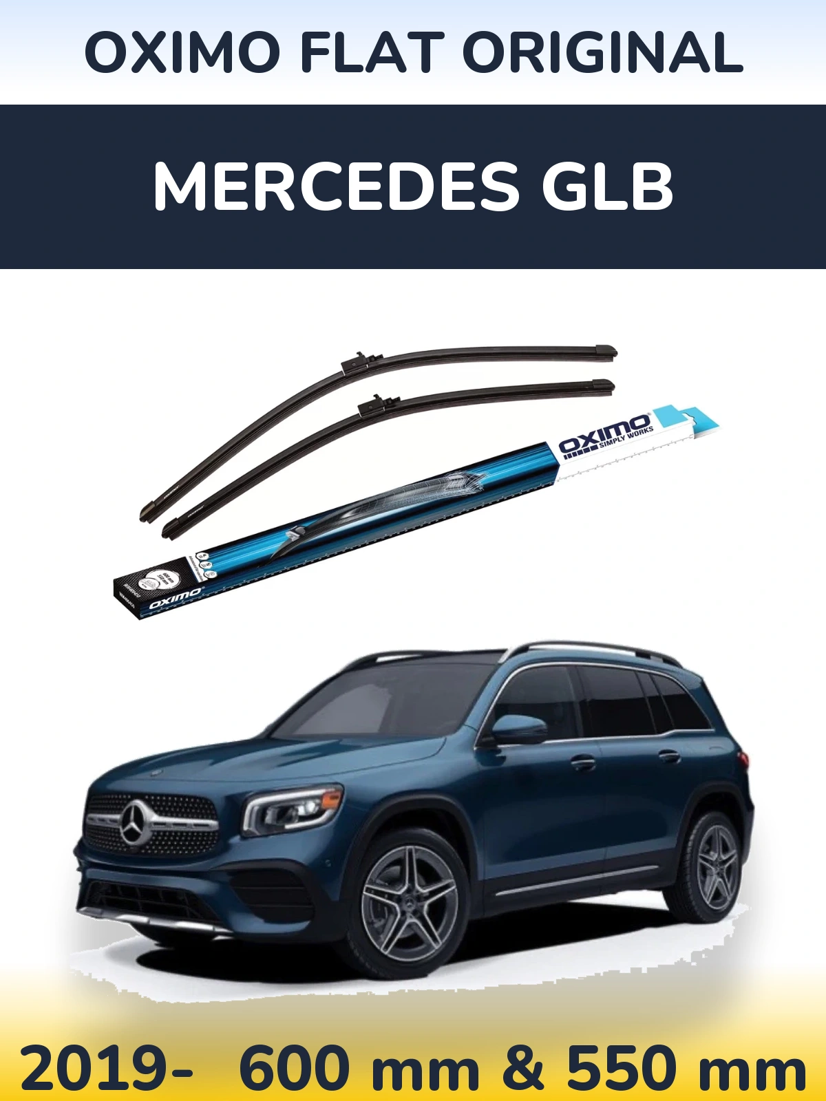 Комплект передніх щіток Oximo Flat Original 600 & 550 мм для Mercedes GLB 2019-2026