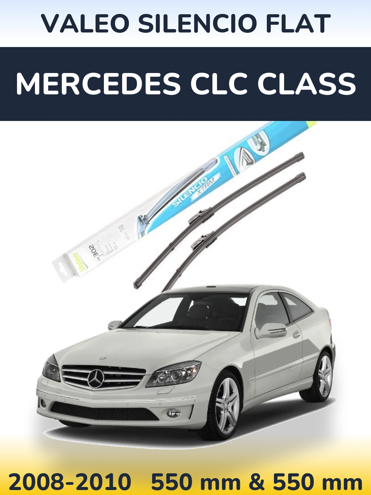 Комплект передніх щіток Valeo Silencio Flat 550 & 550 мм для Mercedes CLC Class 2008-2010