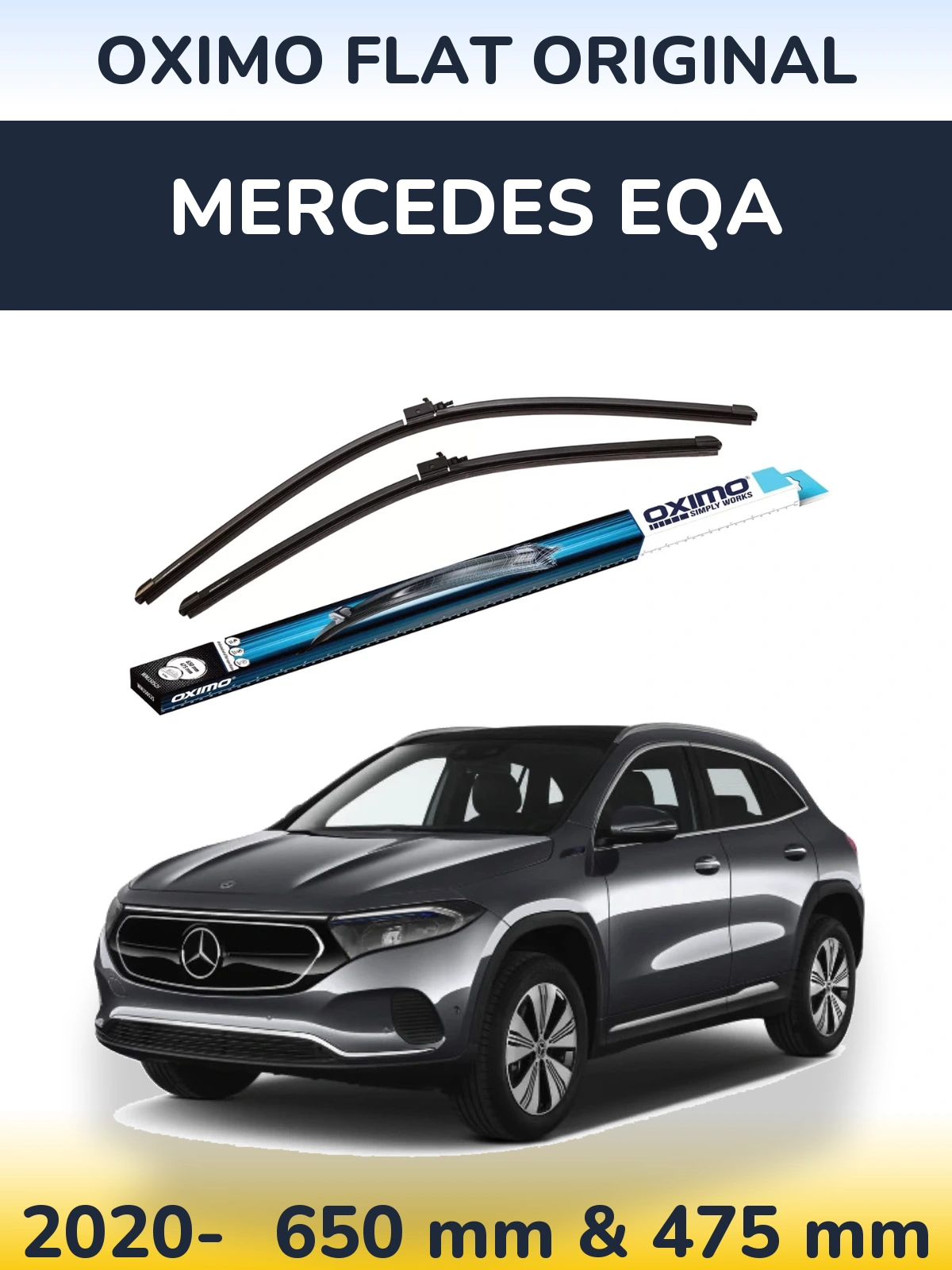 Front wiper blade set Oximo Flat Original 650 & 475 mm for Mercedes EQA 2020-2026
