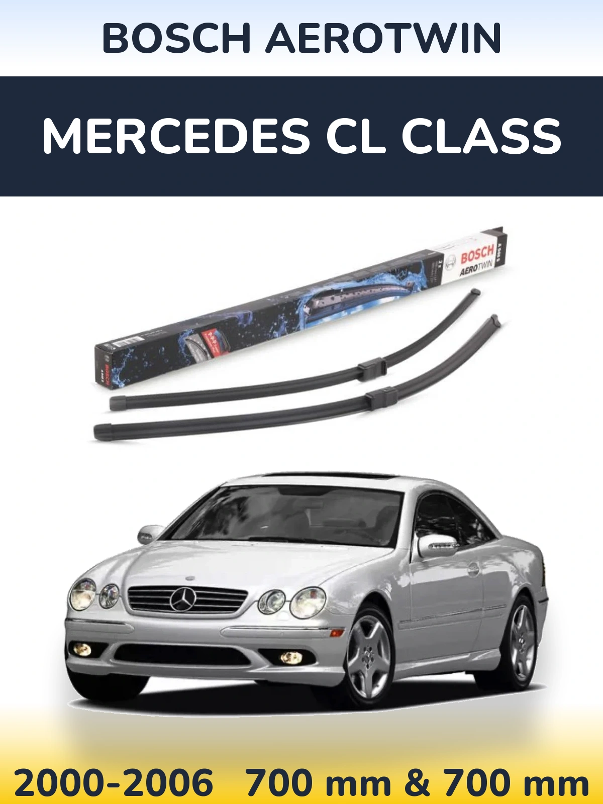 Front wiper blade set BOSCH AeroTwin 680 & 680 mm for Mercedes CL Class 2000-2006