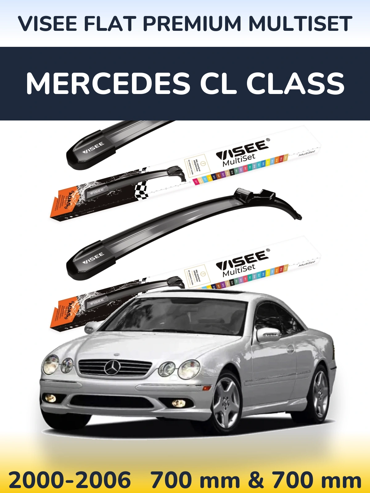 Front wiper blade set VISEE FLAT PREMIUM MultiSet 700 & 700 mm for Mercedes CL Class 2000-2006