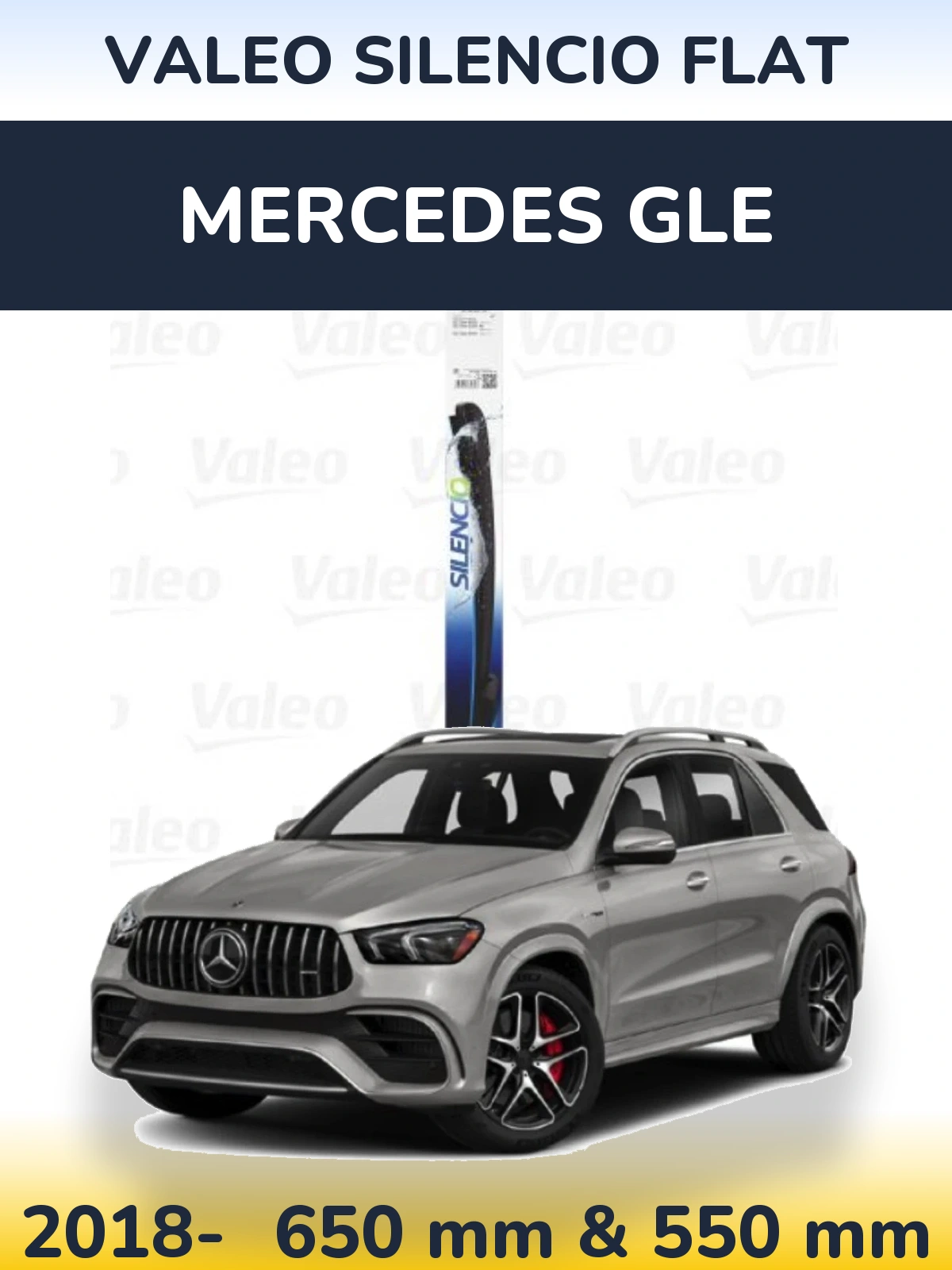 Комплект передніх щіток Valeo Silencio Flat 650 & 550 мм для Mercedes GLE 2018-2026