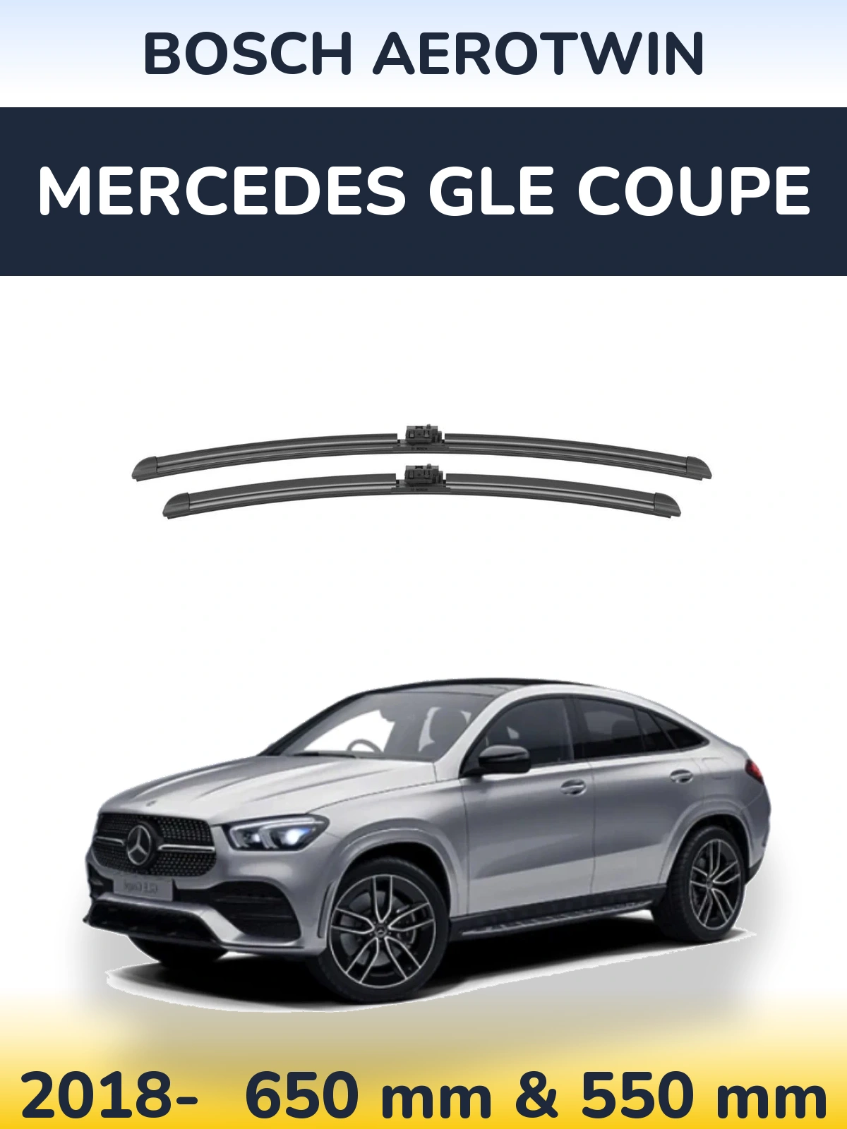 Комплект передніх щіток BOSCH AeroTwin 650 & 550 мм для Mercedes GLE Coupe 2018-2026
