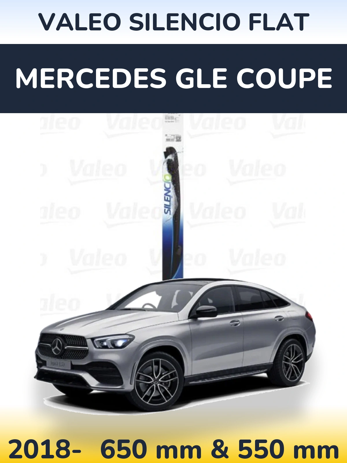 Комплект передніх щіток Valeo Silencio Flat 650 & 550 мм для Mercedes GLE Coupe 2018-2026