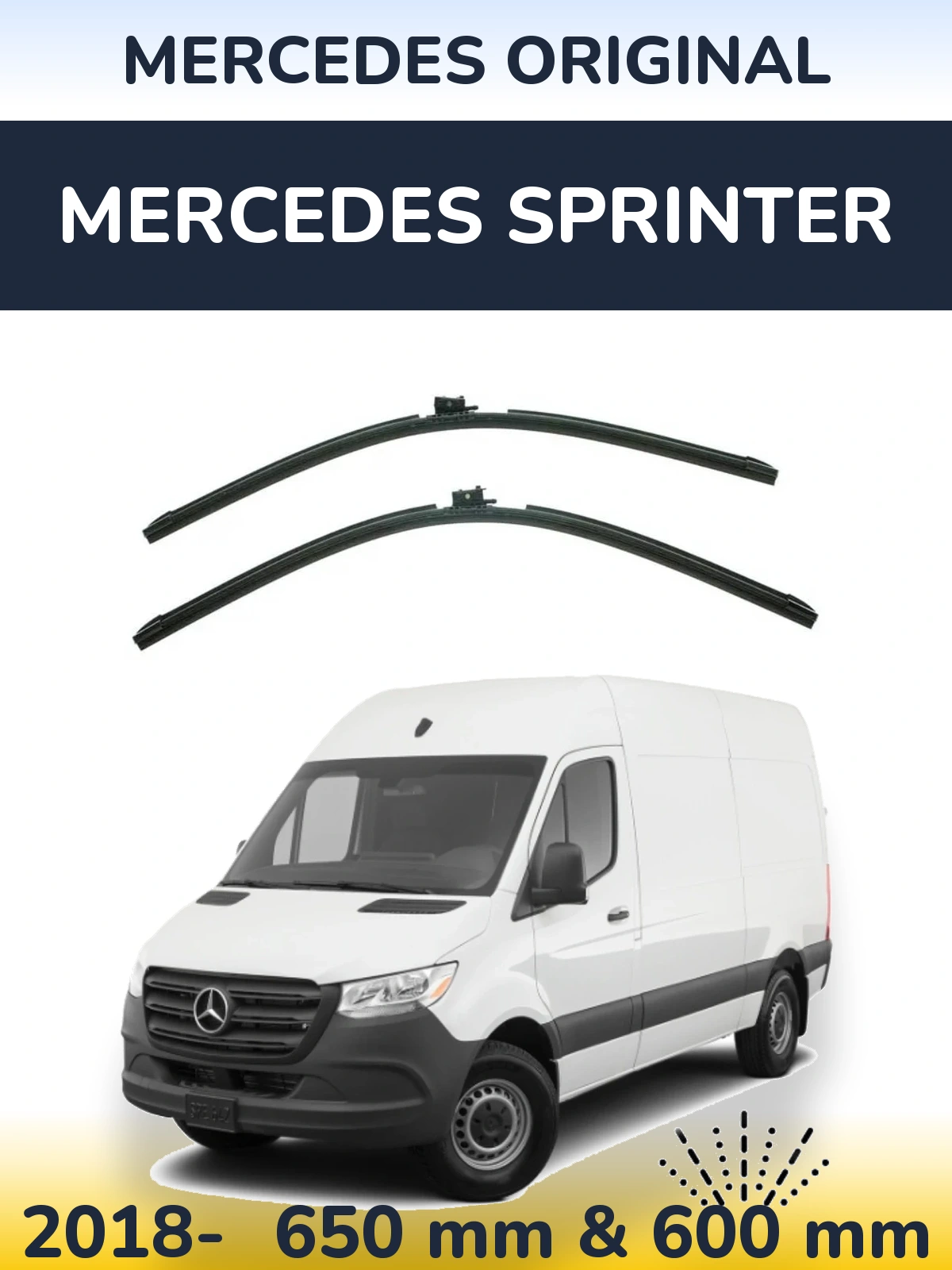 Front wiper blade set Mercedes OEM Mercedes Original 650 & 600 mm for Mercedes Sprinter 2018-2026