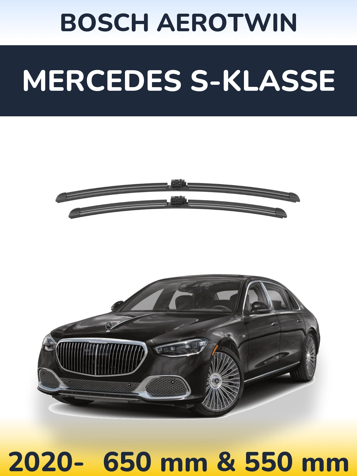 Front wiper blade set BOSCH AeroTwin 650 & 550 mm for Mercedes S-Klasse 2020-2026