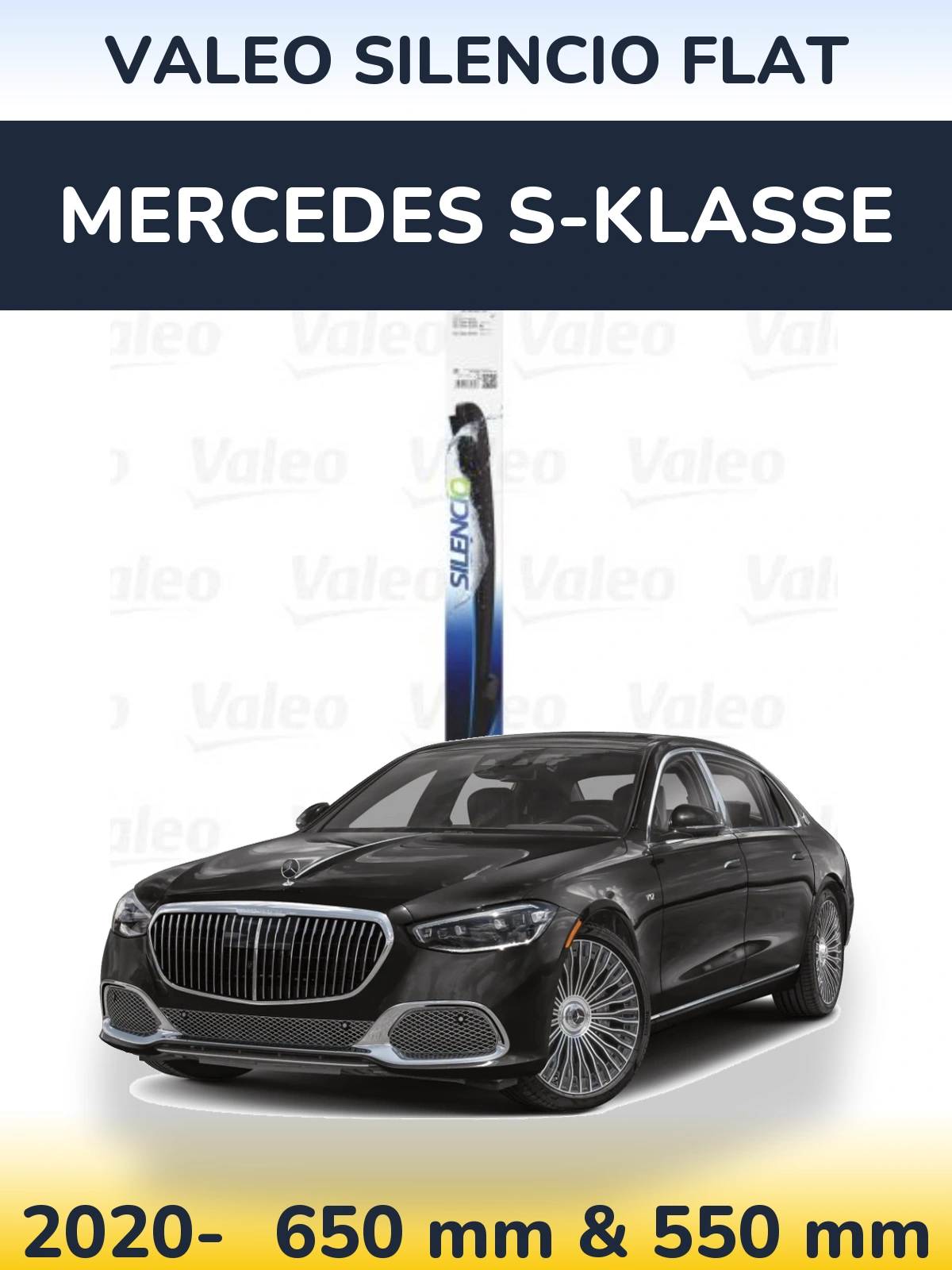 Front wiper blade set Valeo Silencio Flat 650 & 550 mm for Mercedes S-Klasse 2020-2026