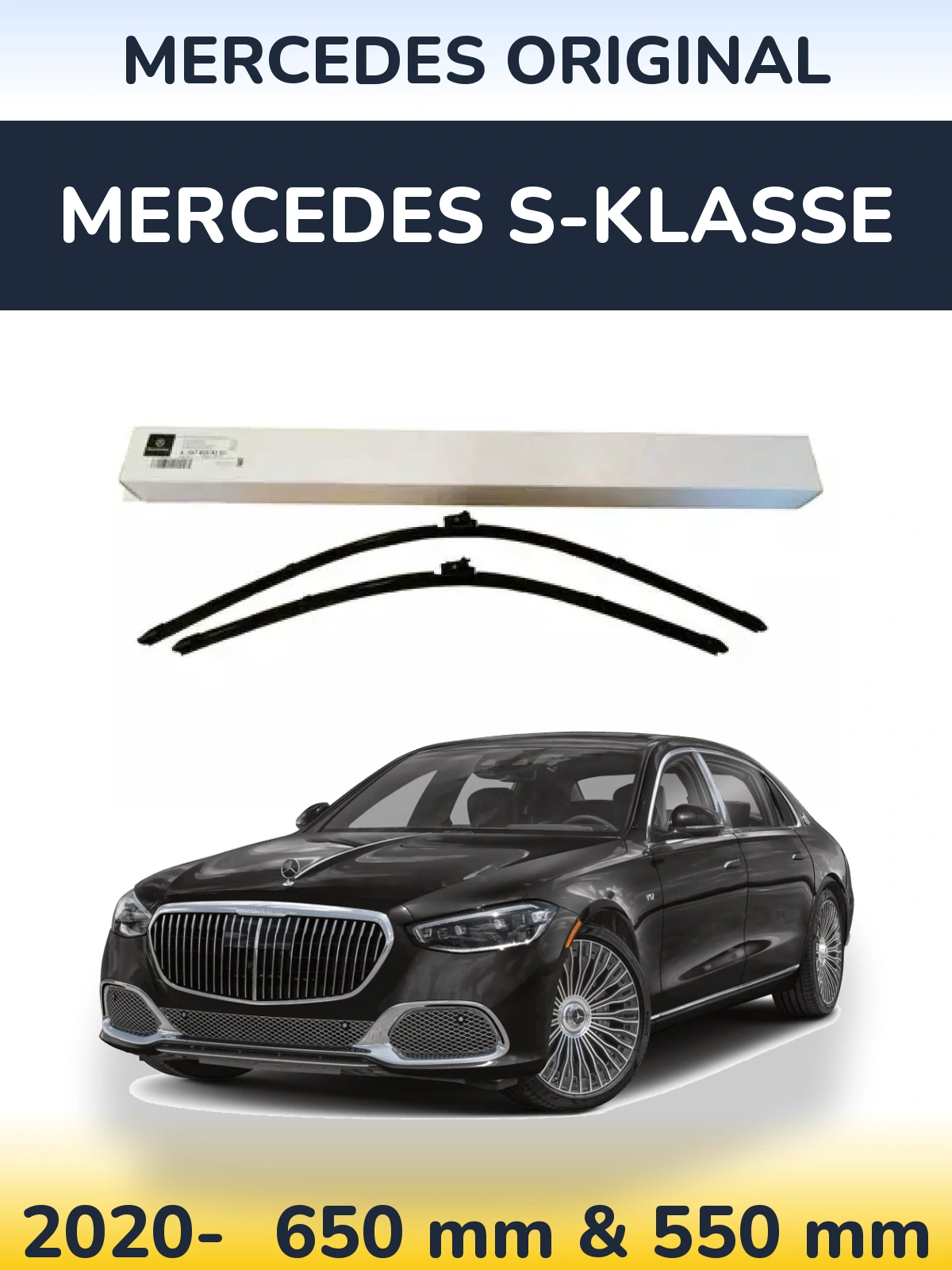 Front wiper blade set Mercedes OEM Mercedes Original 650 & 550 mm for Mercedes S-Klasse 2020-2026