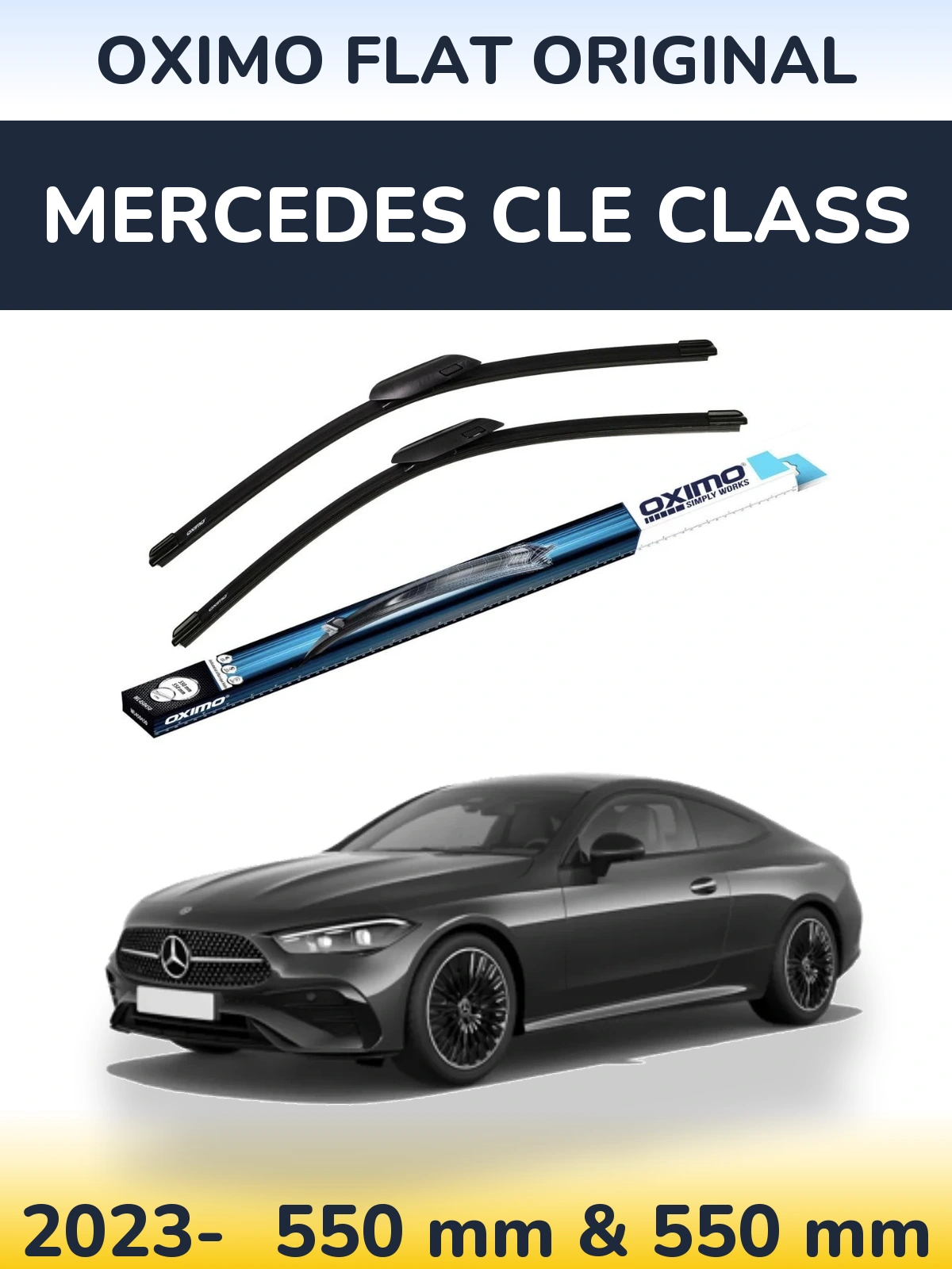 Комплект передніх щіток Oximo Flat Original 550 & 550 мм для Mercedes CLE Class 2023-2026