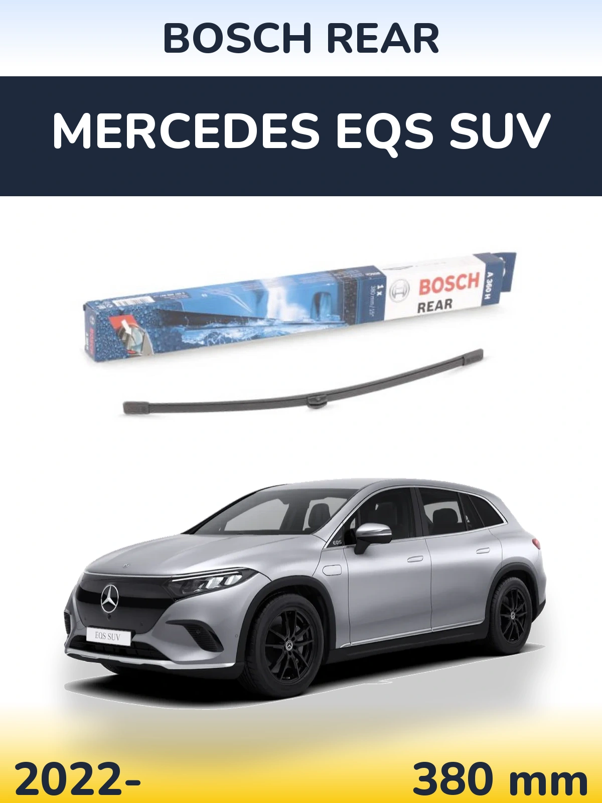 Rear wiper blade BOSCH Rear 380 mm for Mercedes EQS SUV 2022-2026
