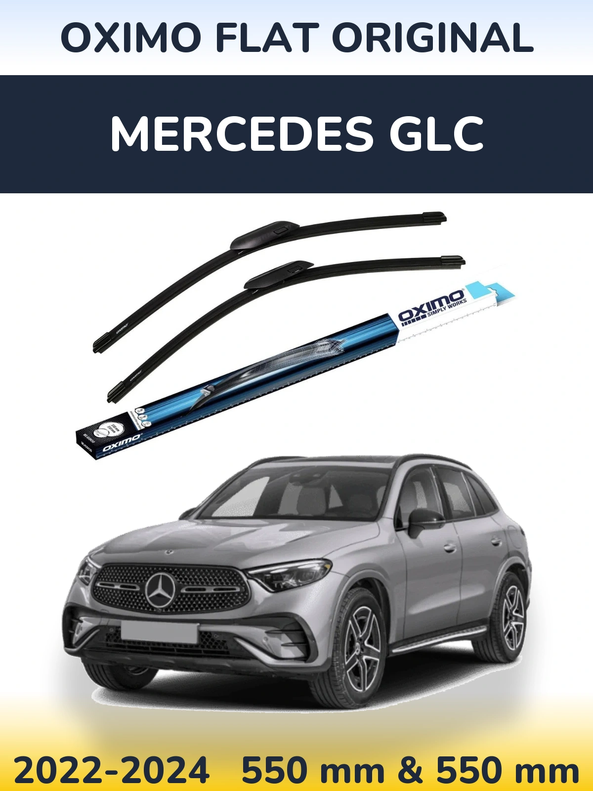 Front wiper blade set Oximo Flat Original 550 & 550 mm for Mercedes GLC 2022-2024