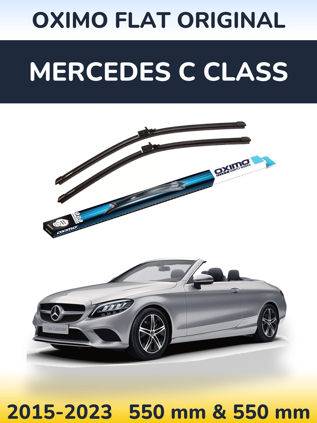 Front wiper blade set Oximo Flat Original 550 & 550 mm for Mercedes C Class 2015-2023