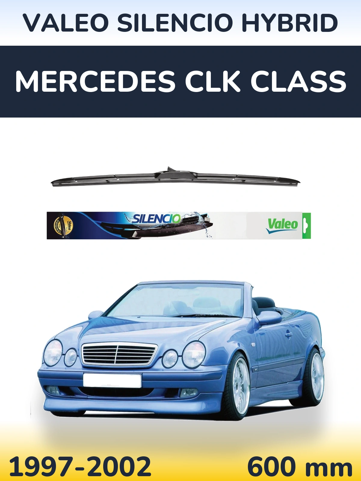 Передня щітка Valeo Silencio Hybrid 600 мм для Mercedes CLK Class 1997-2002