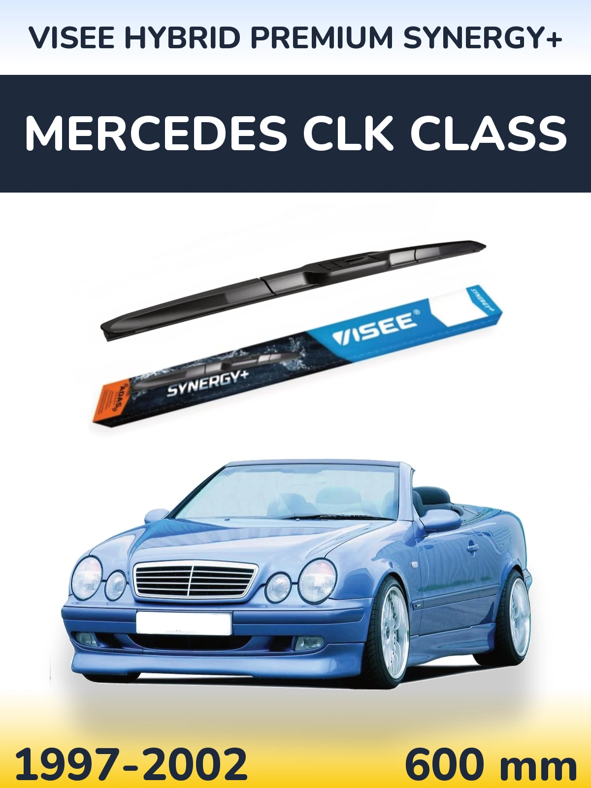 Front wiper blade VISEE HYBRID PREMIUM SYNERGY+ 600 mm for Mercedes CLK Class 1997-2002