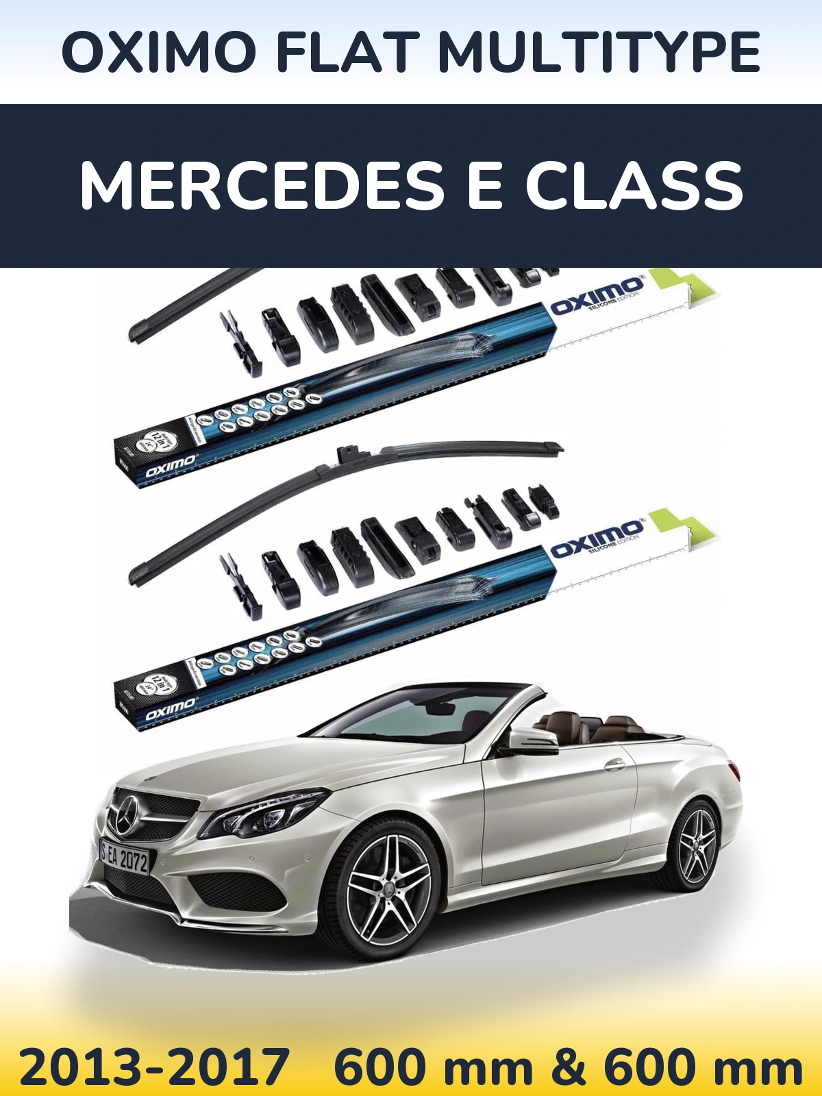 Комплект передних дворников Oximo Flat MultiТипe 600 & 600 мм для Mercedes E Class 2013-2017