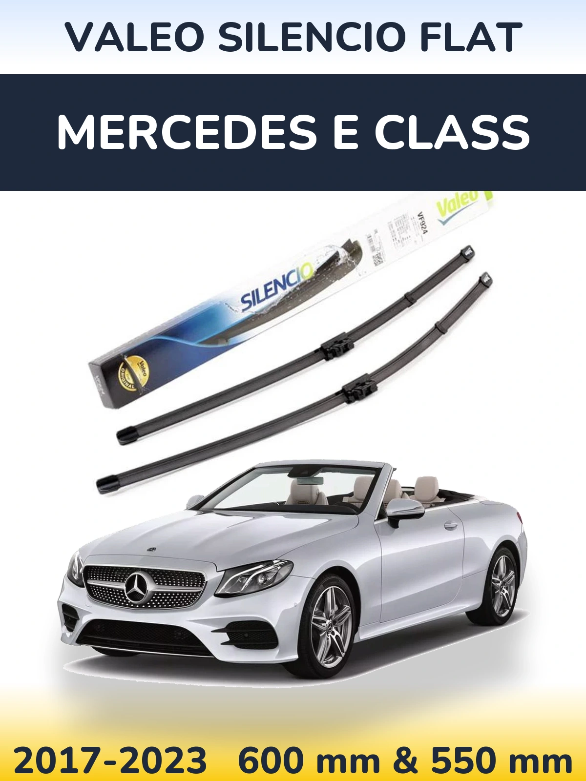 Комплект передних дворников Valeo Silencio Flat 600 & 550 мм для Mercedes E Class 2017-2023