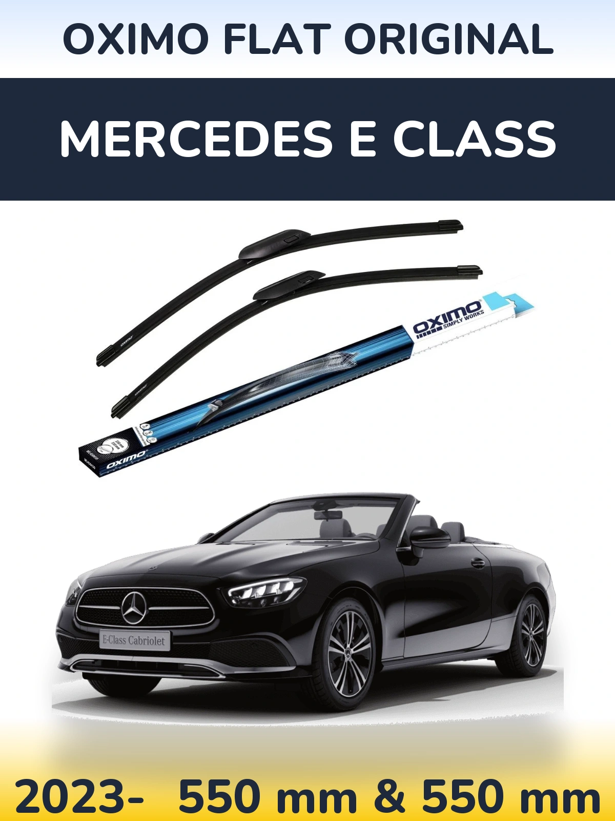 Front wiper blade set Oximo Flat Original 550 & 550 mm for Mercedes E Class 2023-2026