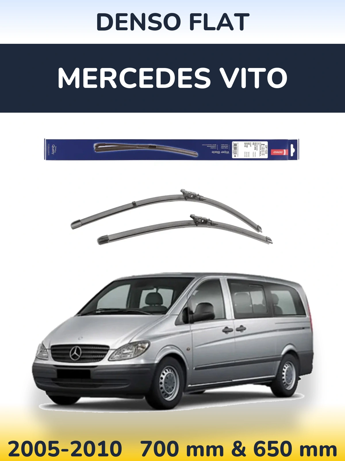 Front wiper blade set Denso Flat 700 & 650 mm for Mercedes Vito 2005-2010