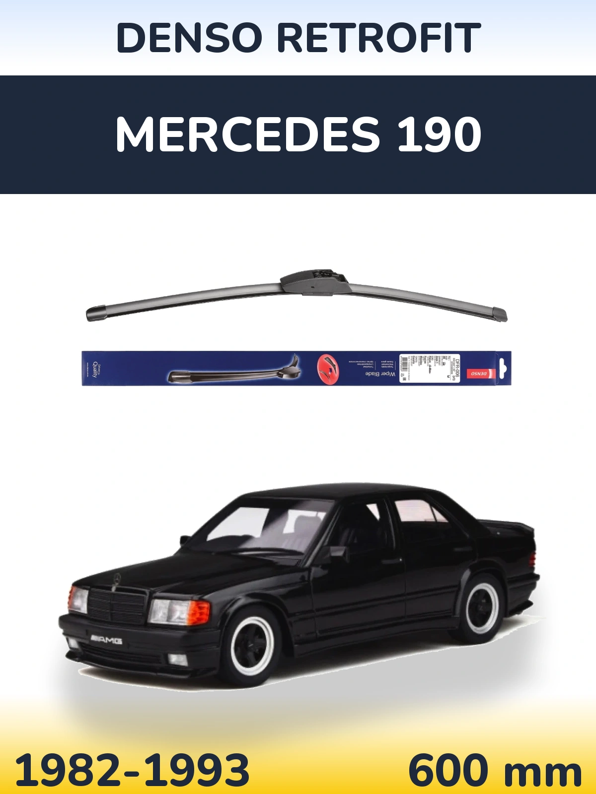 Front wiper blade Denso Retrofit 600 mm for Mercedes 190 1982-1993