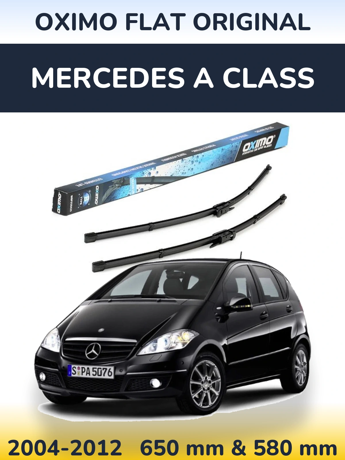 Front wiper blade set Oximo Flat Original 650 & 580 mm for Mercedes A Class 2004-2012