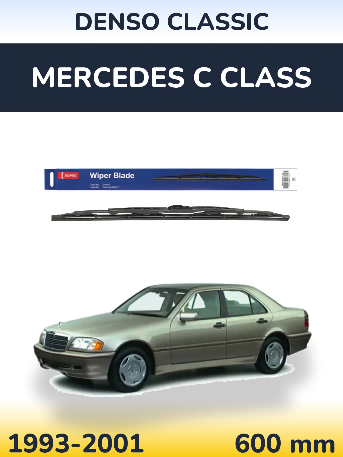 Front wiper blade Denso Classic 600 mm for Mercedes C Class 1993-2001