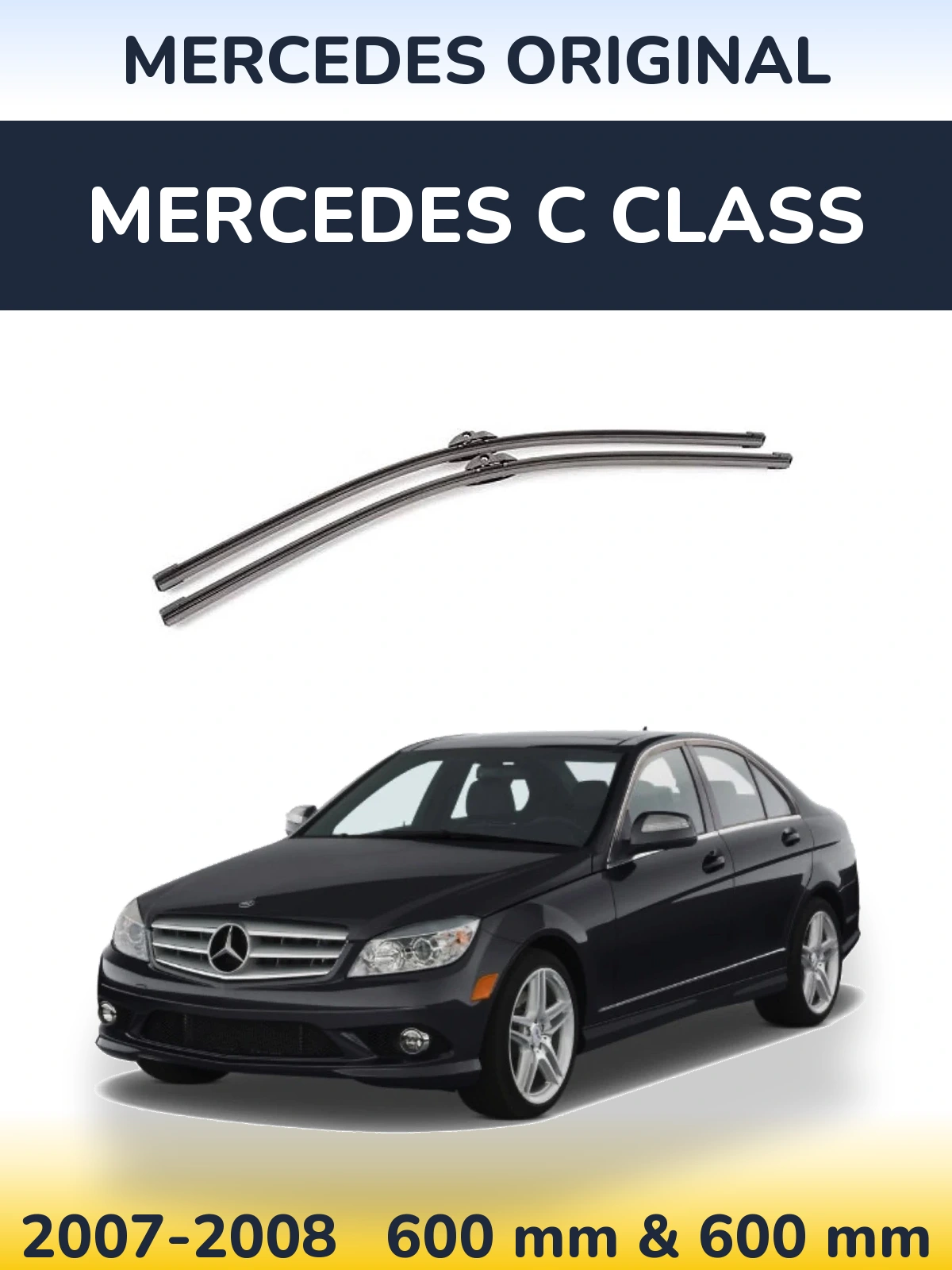 Front wiper blade set Mercedes OEM Mercedes Original 600 & 600 mm for Mercedes C Class 2007-2008