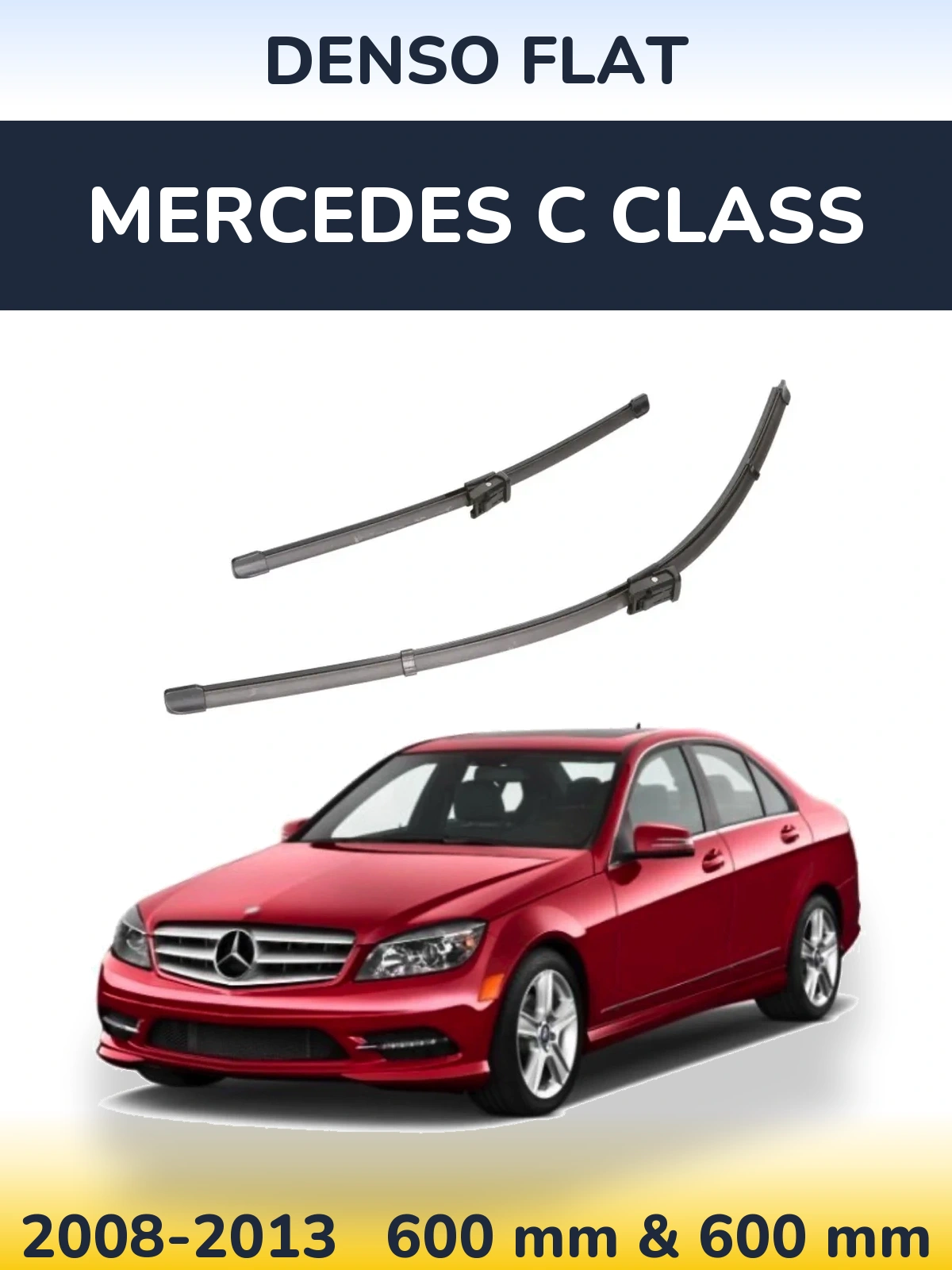 Front wiper blade set Denso Flat 600 & 600 mm for Mercedes C Class 2008-2013