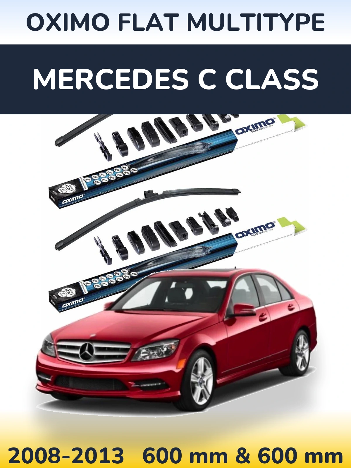 Front wiper blade set Oximo Flat MultiTipoe 600 & 600 mm for Mercedes C Class 2008-2013