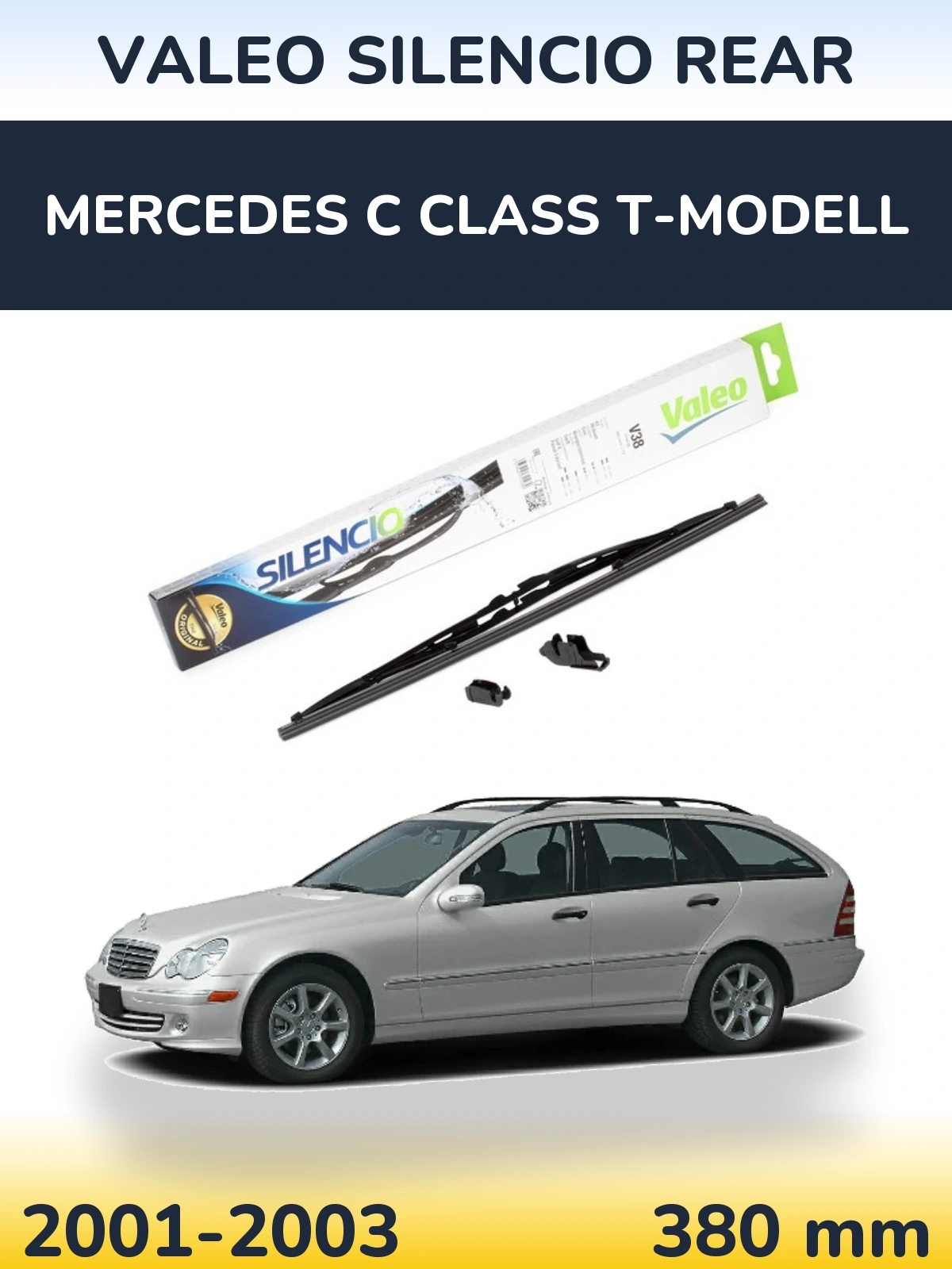 Rear wiper blade Valeo Silencio Rear 380 mm for Mercedes C Class T-Modellol 2001-2003