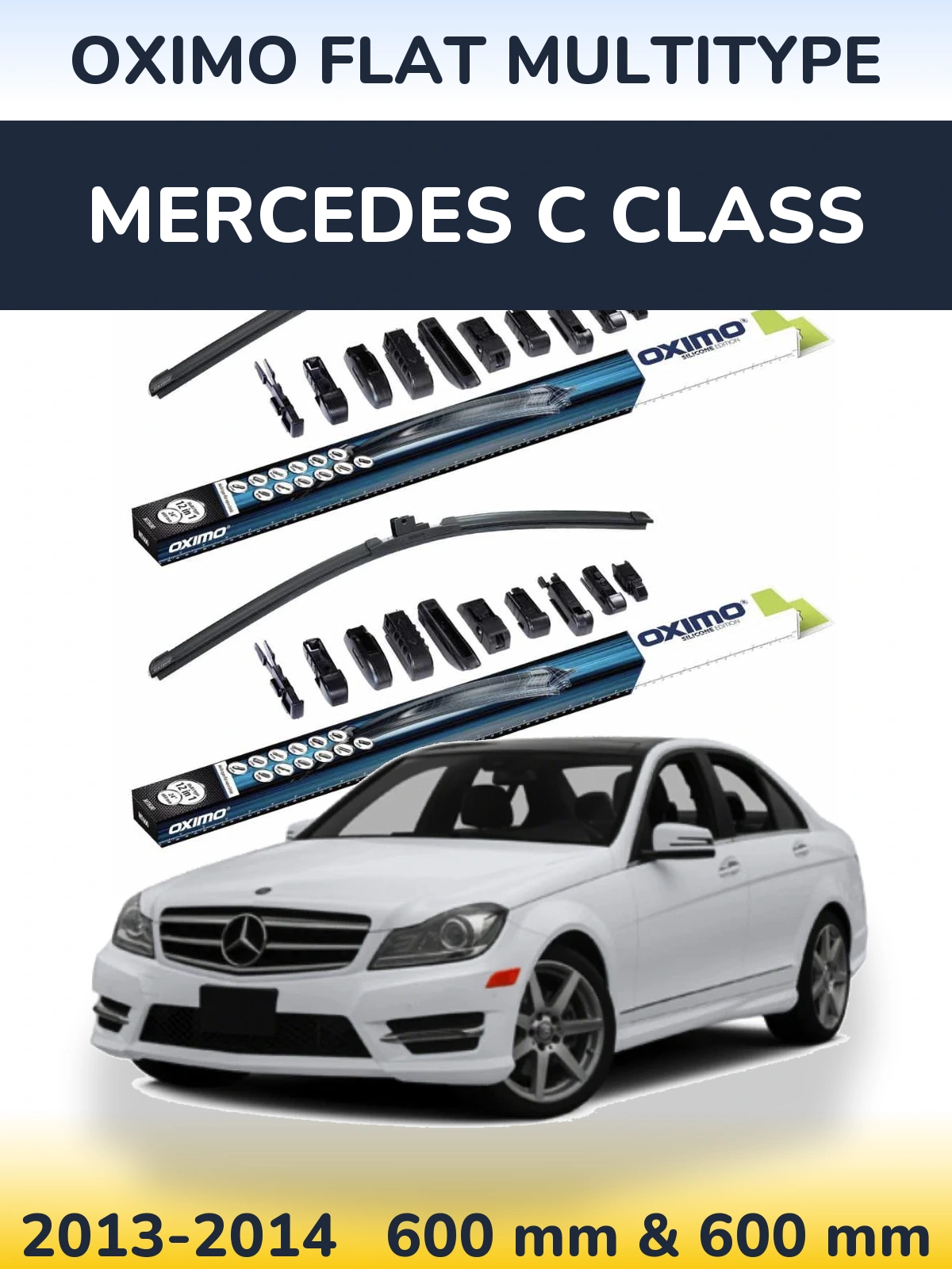 Комплект передних дворников Oximo Flat MultiТипe 600 & 600 мм для Mercedes C Class 2013-2014