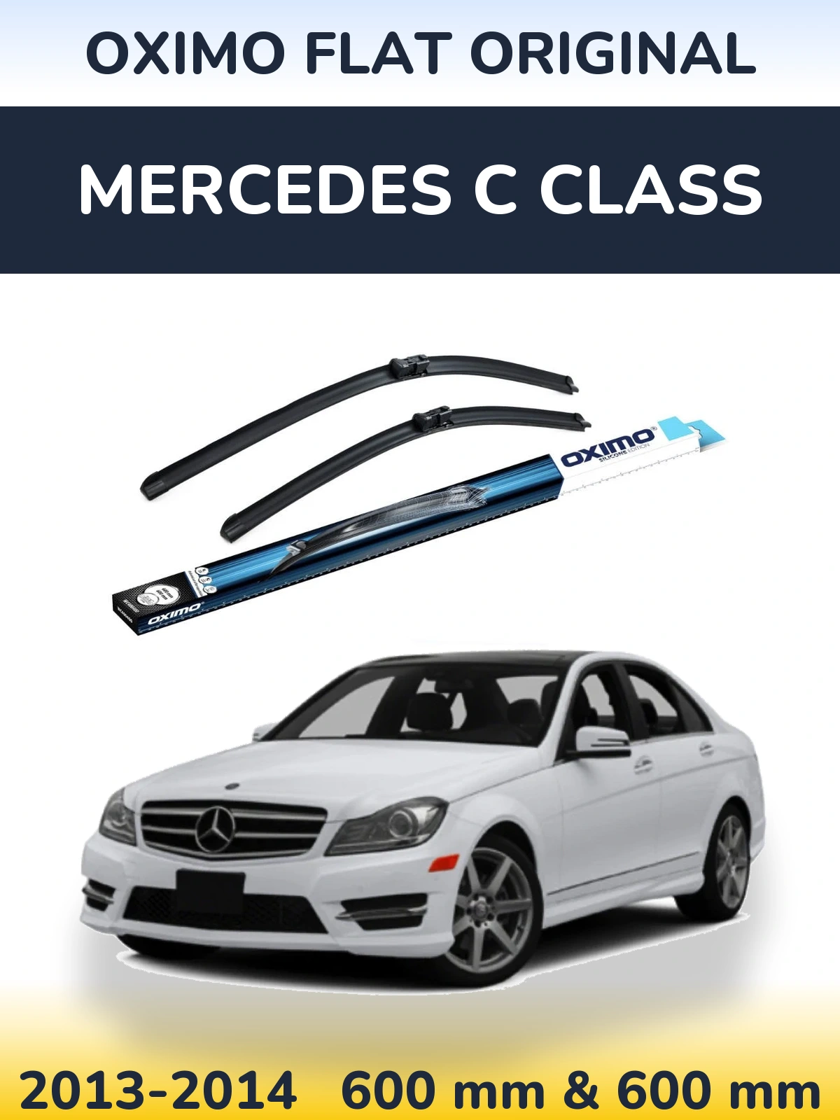 Front wiper blade set Oximo Flat Original 600 & 600 mm for Mercedes C Class 2013-2014