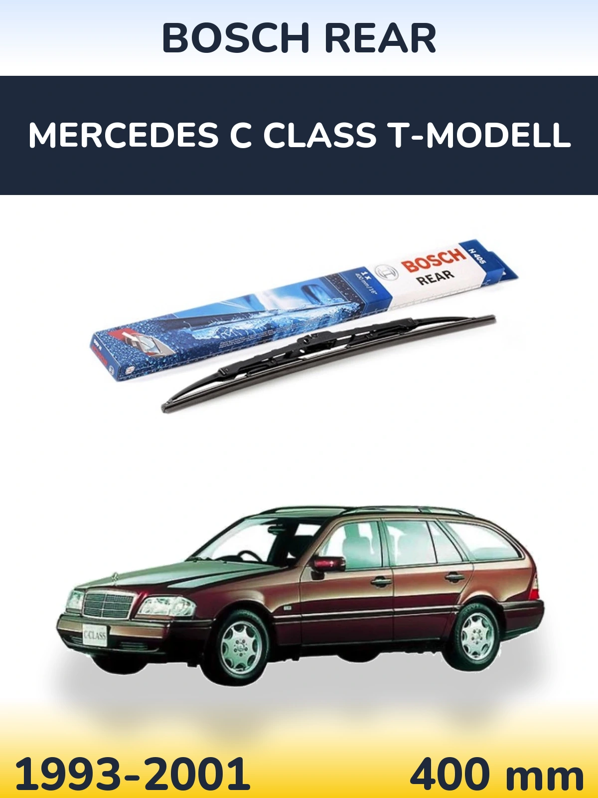 Rear wiper blade BOSCH Rear 380 mm for Mercedes C Class T-Modellol 1993-2001