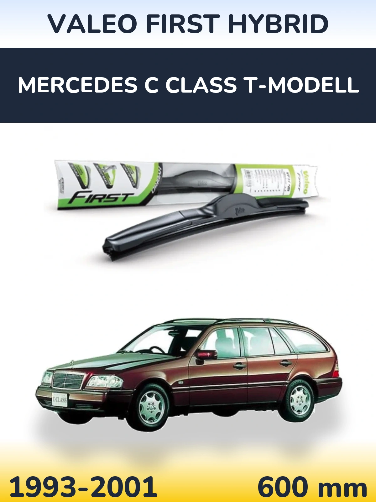 Front wiper blade Valeo First Hybrid 600 mm for Mercedes C Class T-Modellol 1993-2001