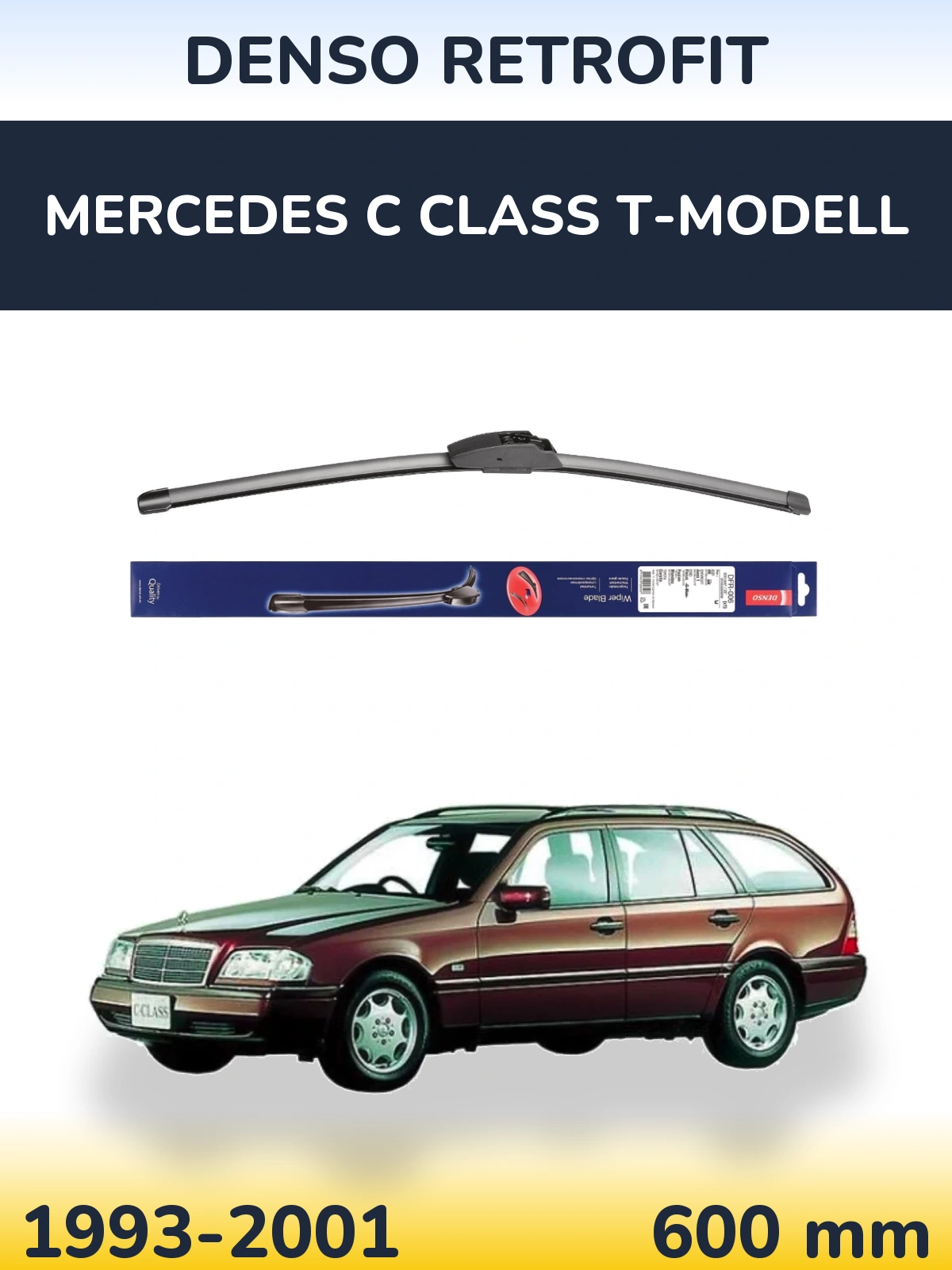 Front wiper blade Denso Retrofit 600 mm for Mercedes C Class T-Modellol 1993-2001