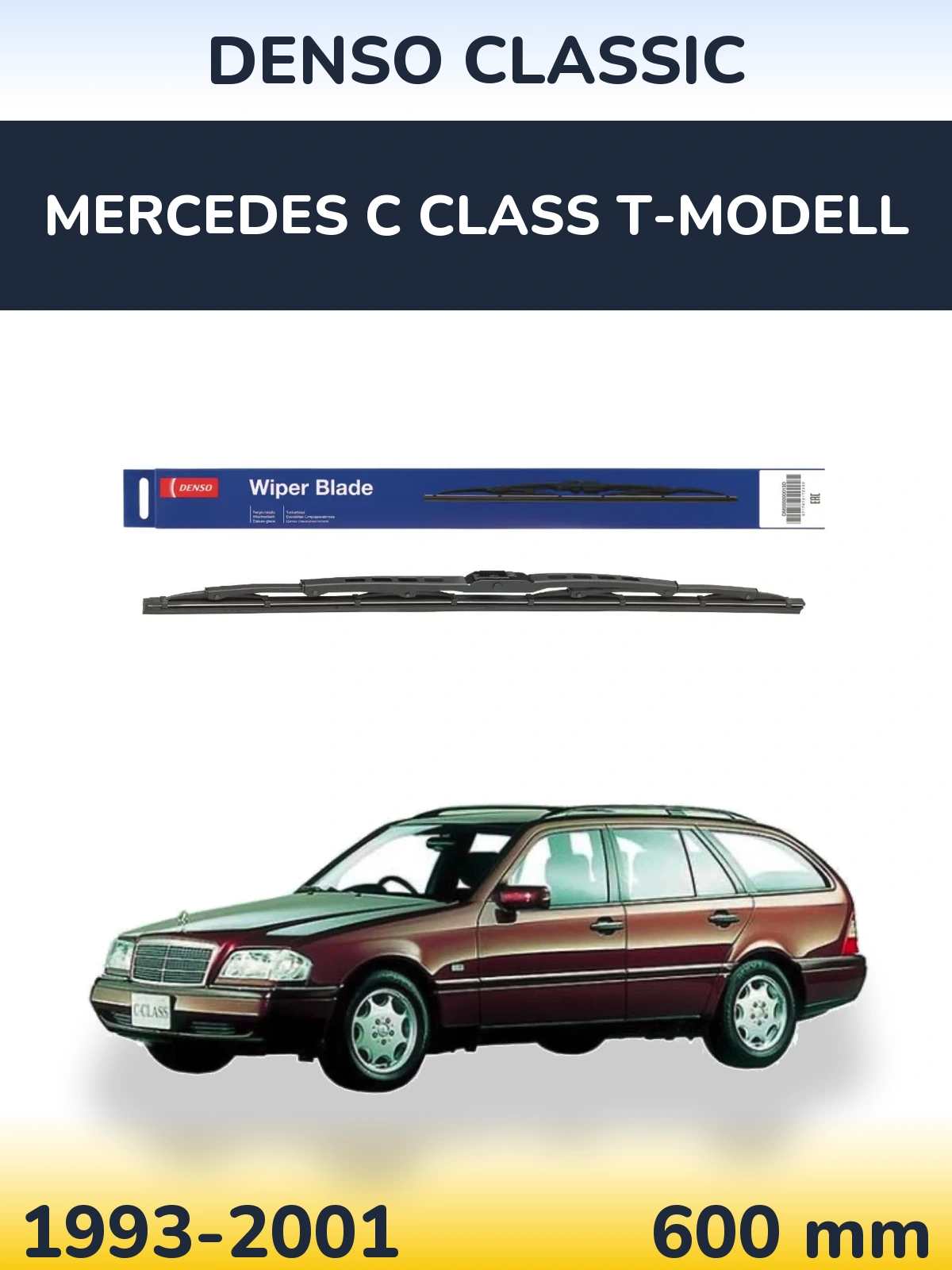 Front wiper blade Denso Classic 600 mm for Mercedes C Class T-Modellol 1993-2001
