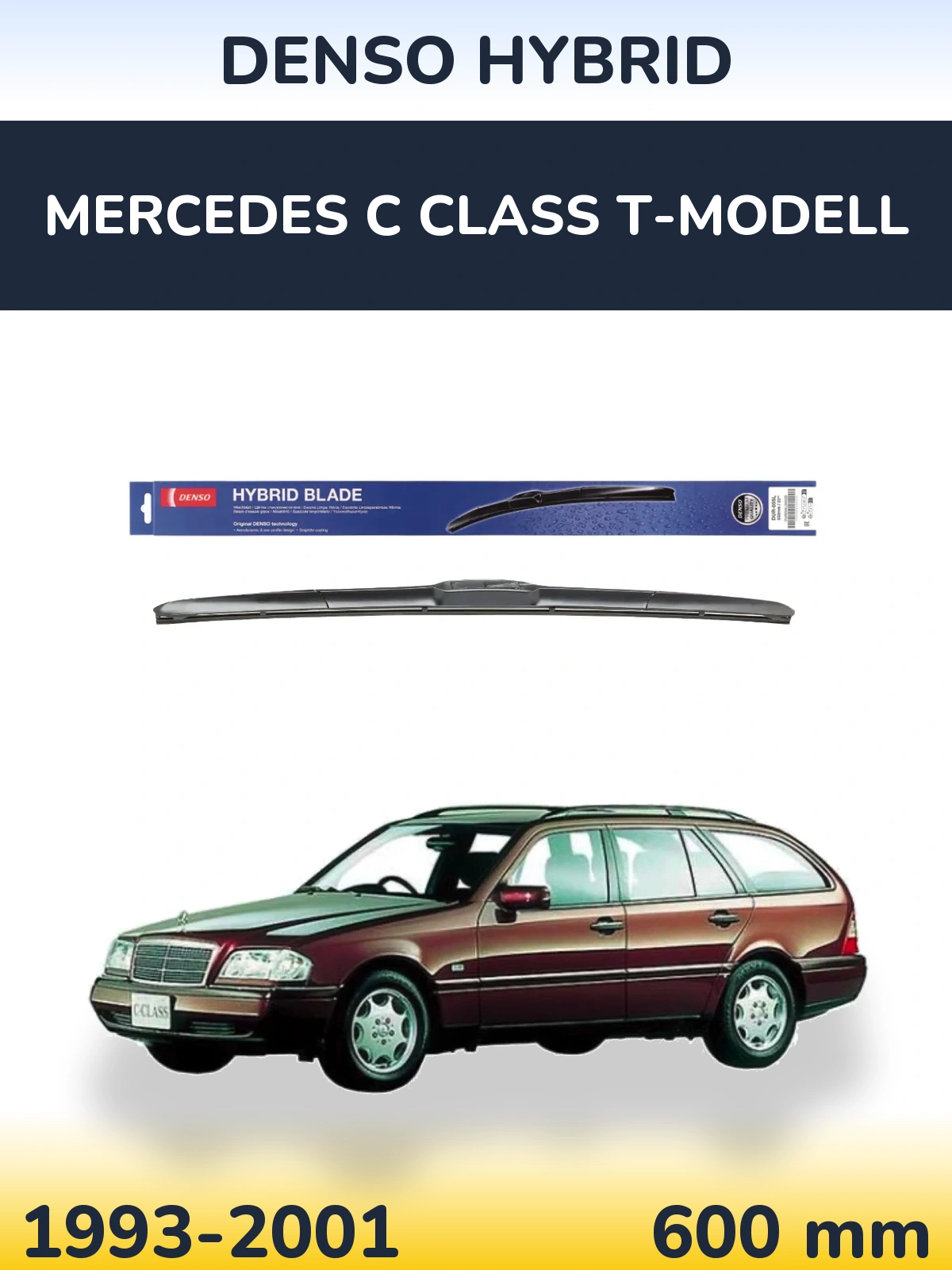 Front wiper blade Denso Hybrid 600 mm for Mercedes C Class T-Modellol 1993-2001