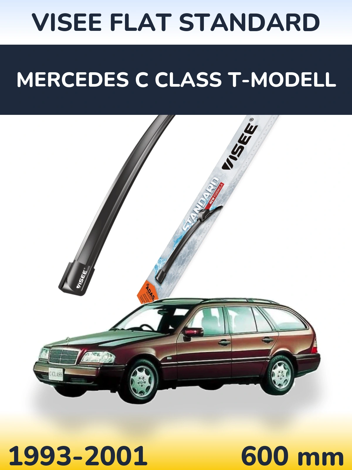Front wiper blade VISEE FLAT STANDARD 600 mm for Mercedes C Class T-Modellol 1993-2001