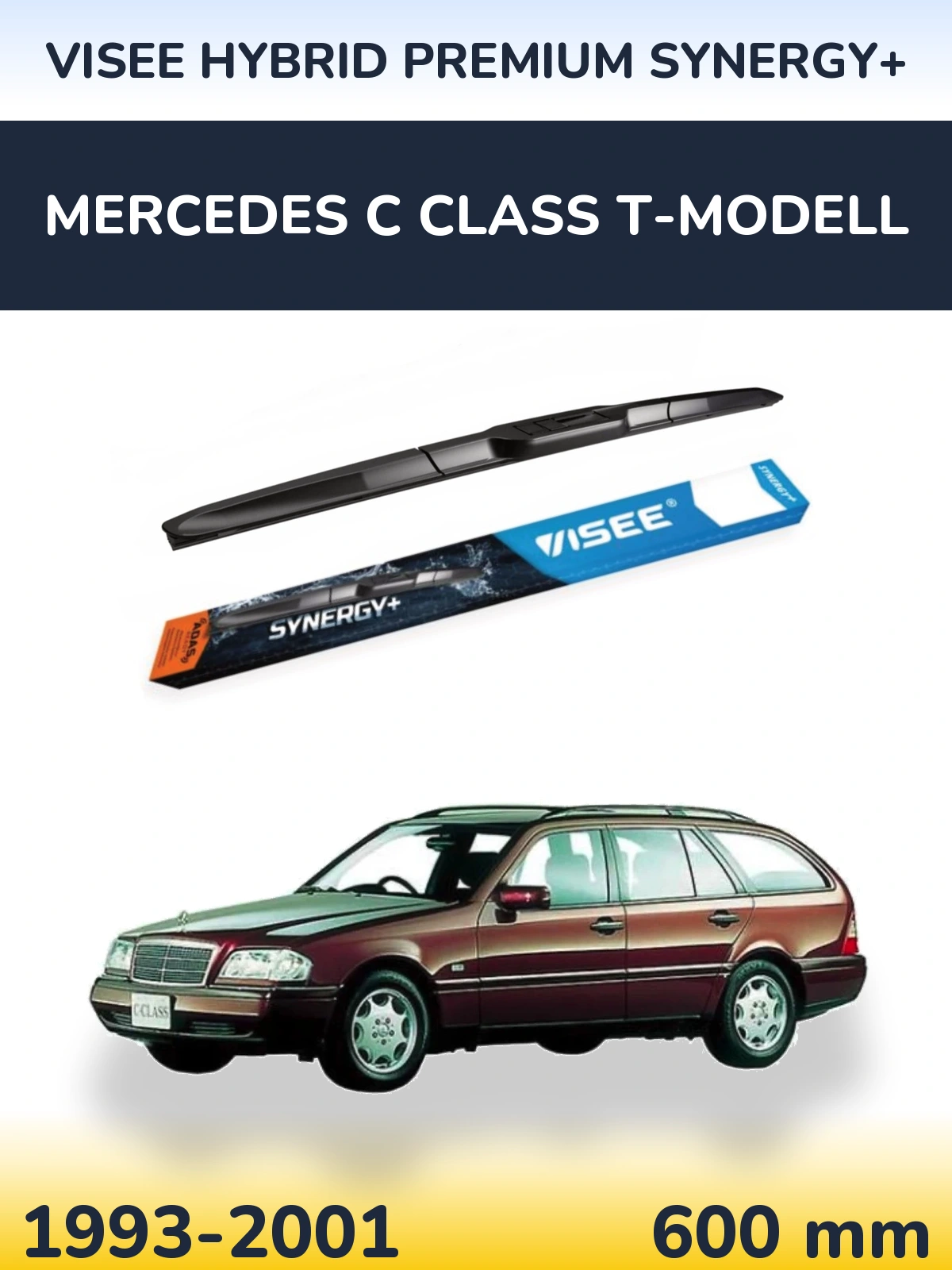 Front wiper blade VISEE HYBRID PREMIUM SYNERGY+ 600 mm for Mercedes C Class T-Modellol 1993-2001